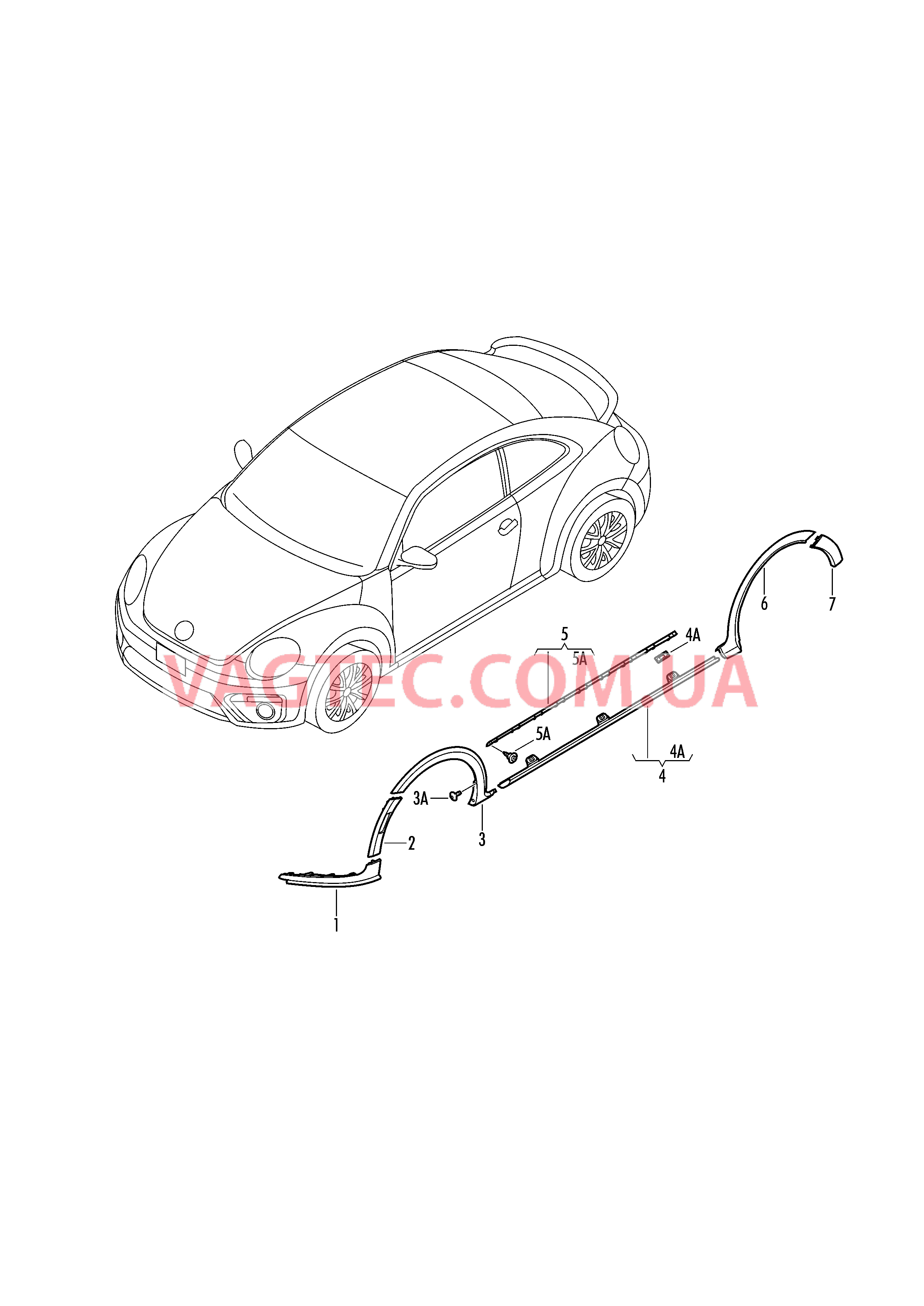 Декор. накладки и облицовки для крыльев, дверей и боковины   Cкоба  для VOLKSWAGEN Beetle 2017