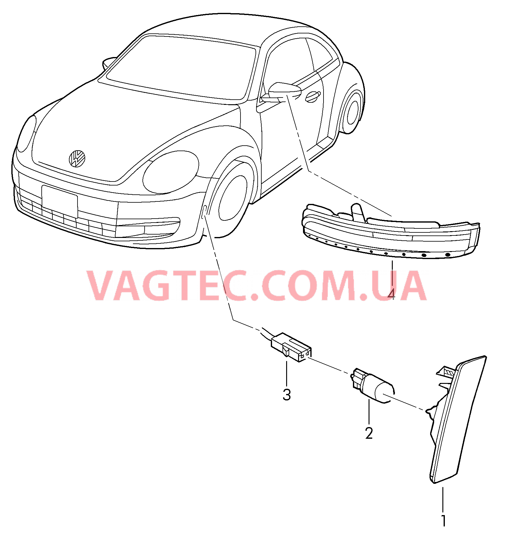 Фонарь, боковой Фонарь указателя поворота Наружные зеркала  для VOLKSWAGEN Beetle 2013