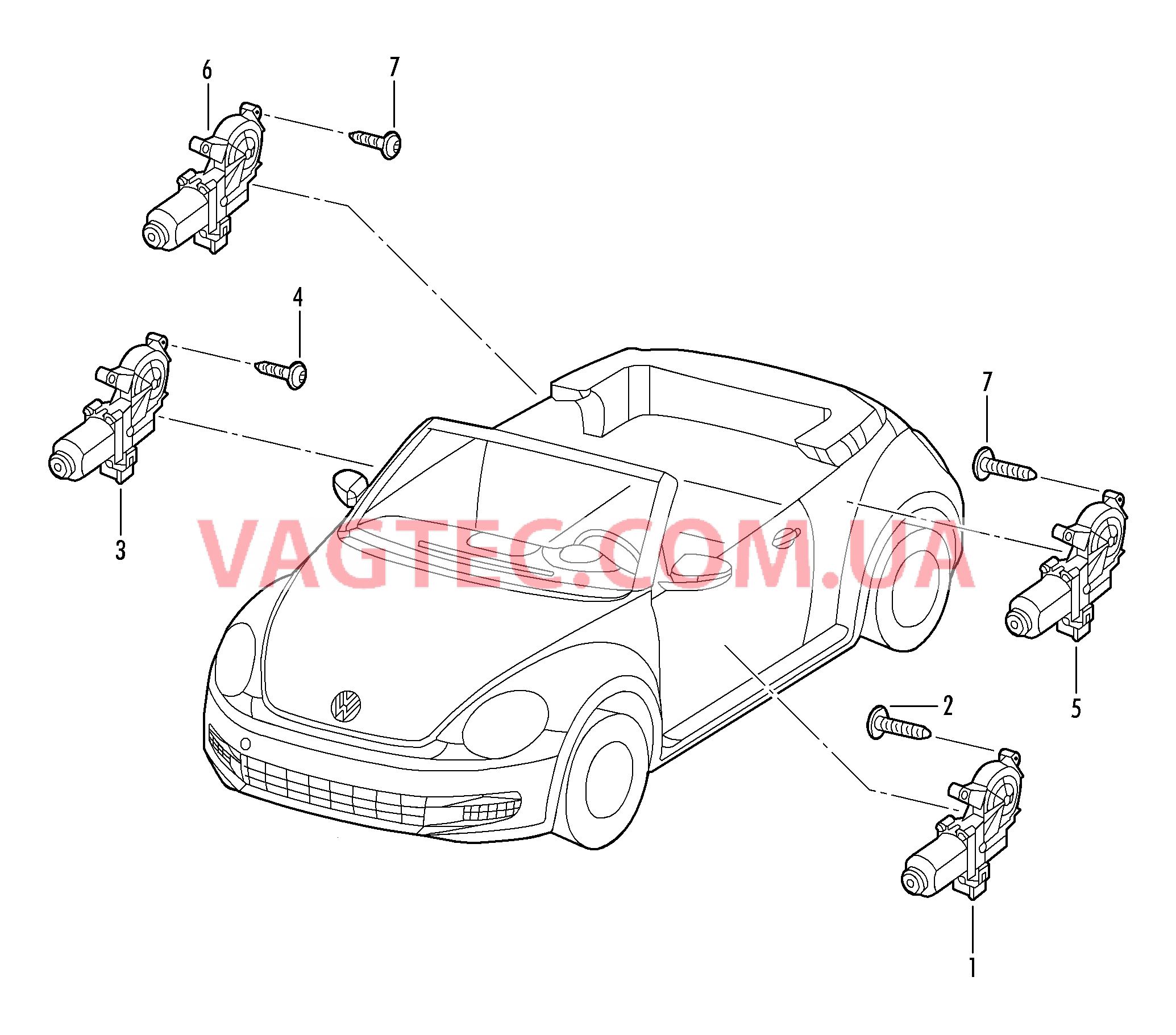 Эл.двигатель стеклоподъёмника  для VOLKSWAGEN Beetle.Cabriolet 2016