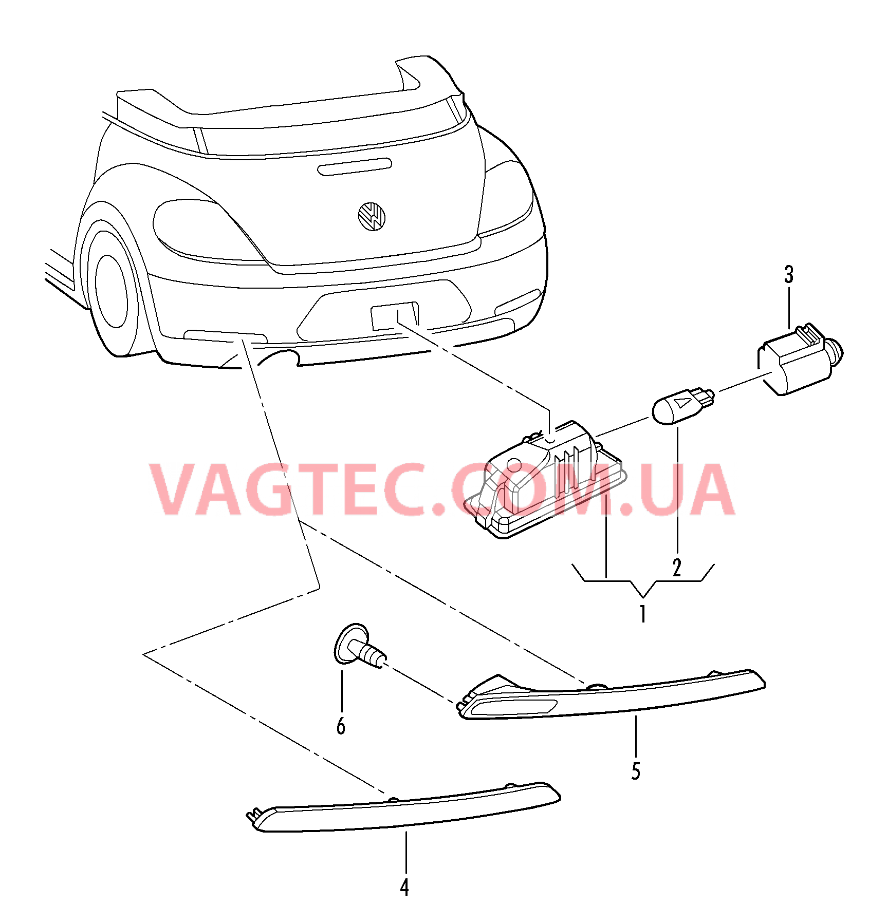 Плафон освещ. номерного знака Cветовозвращатель Задний противотуманный фонарь  для VOLKSWAGEN Beetle.Cabriolet 2015