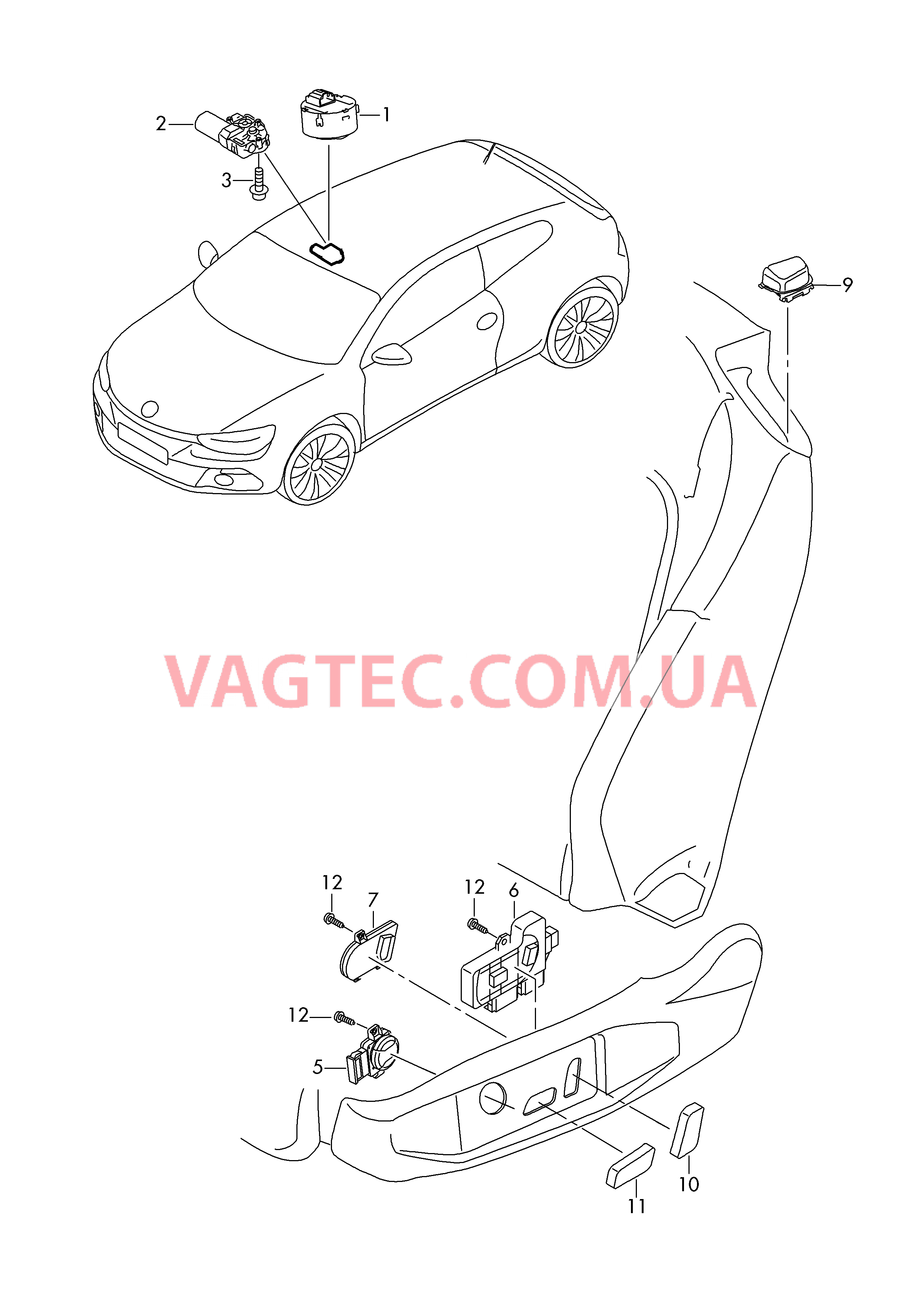 Выключатель на крыше Мотор привода люка Выключатель регулировки сиден.  для VOLKSWAGEN Scirocco 2018