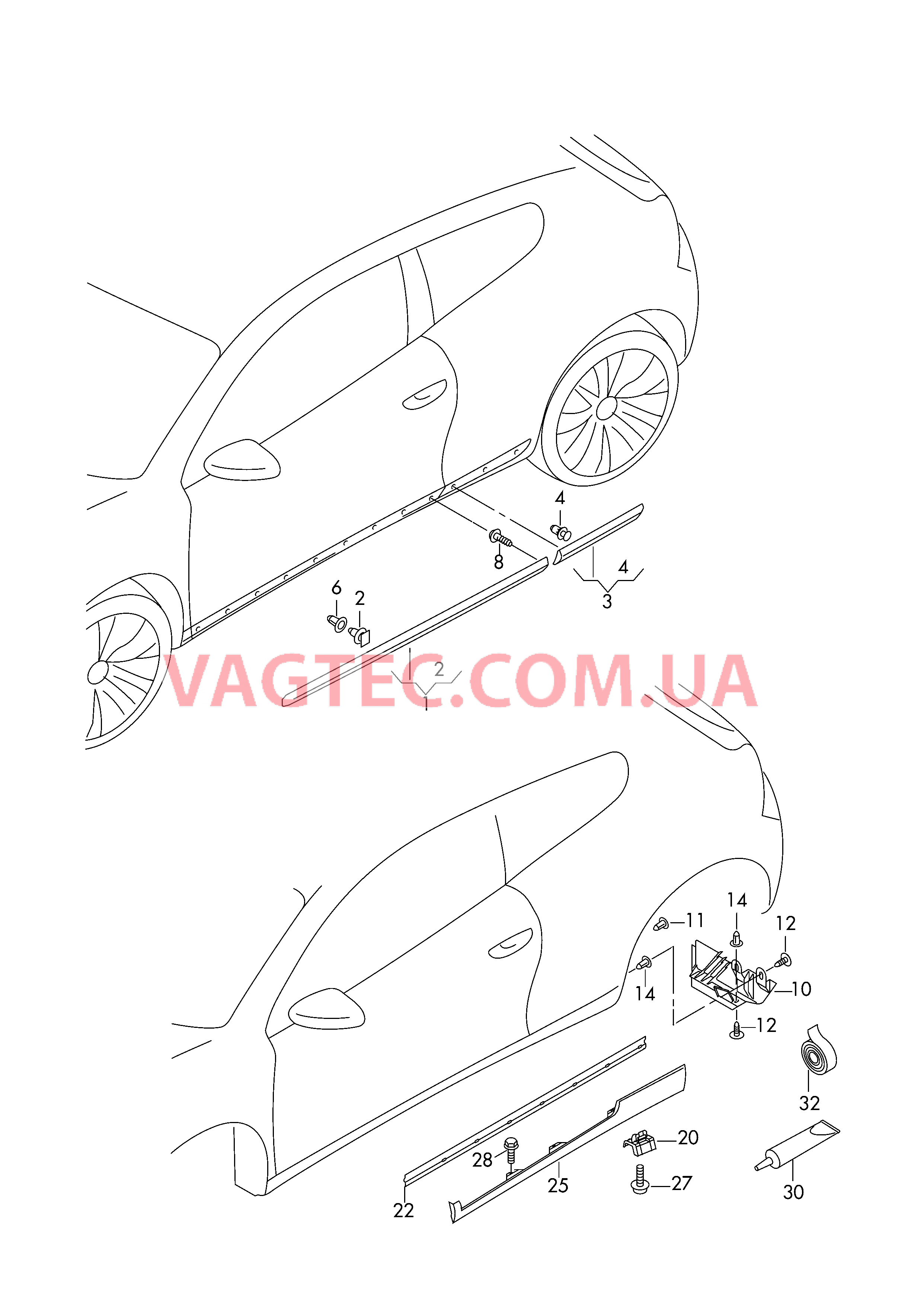 Защитный молдинг двери Щиток порога  для VOLKSWAGEN Scirocco 2015