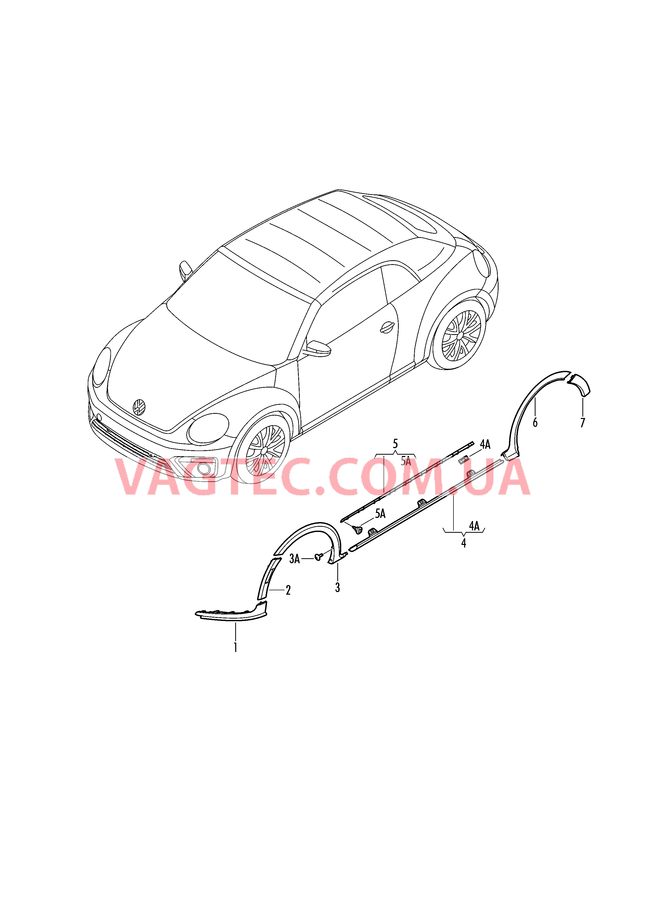 Декор. накладки и облицовки для крыльев, дверей и боковины   Cкоба  для VOLKSWAGEN Beetle.Cabriolet 2017