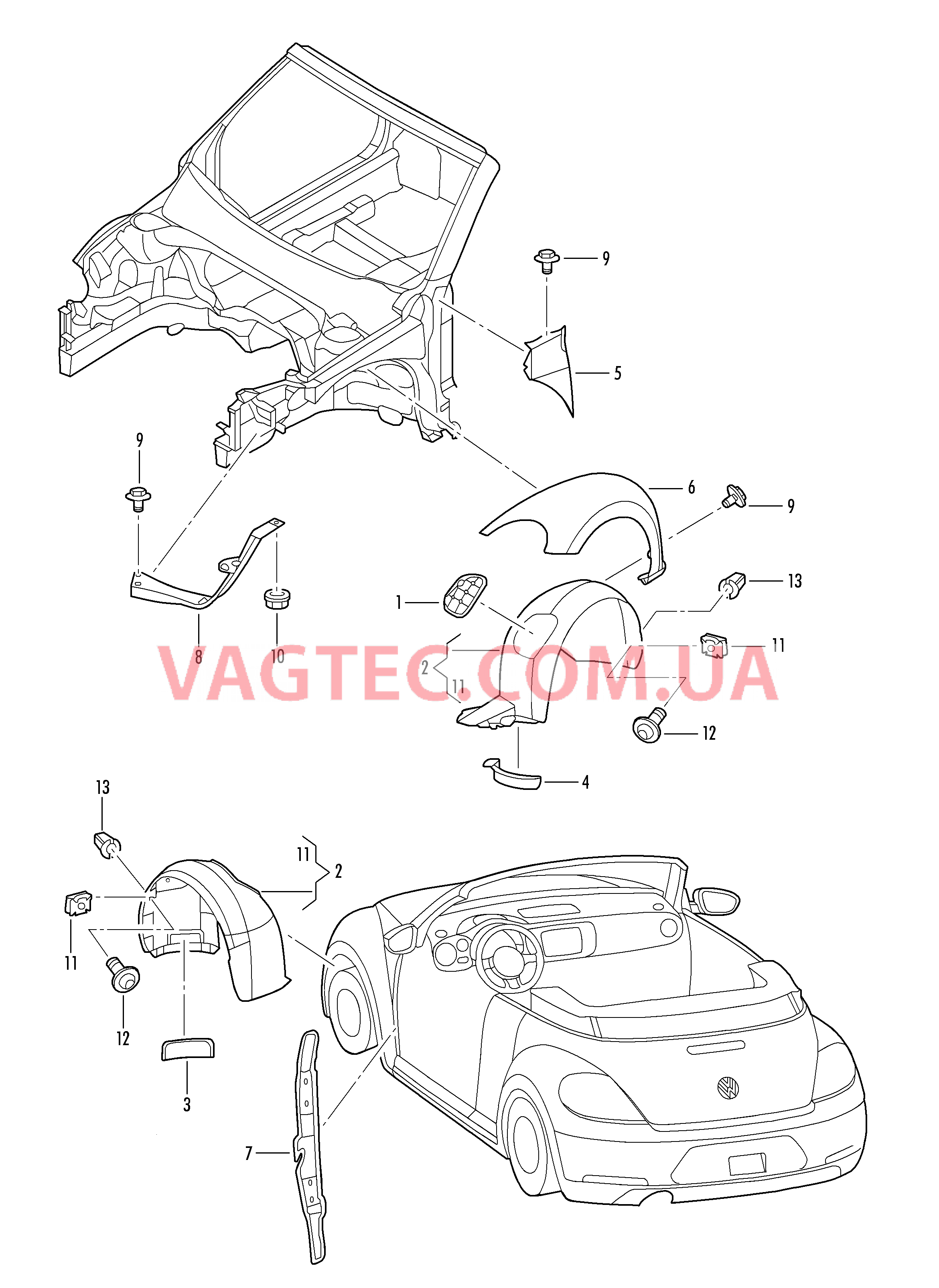 Kрыло Локер колесной арки  для VOLKSWAGEN Beetle.Cabriolet 2018