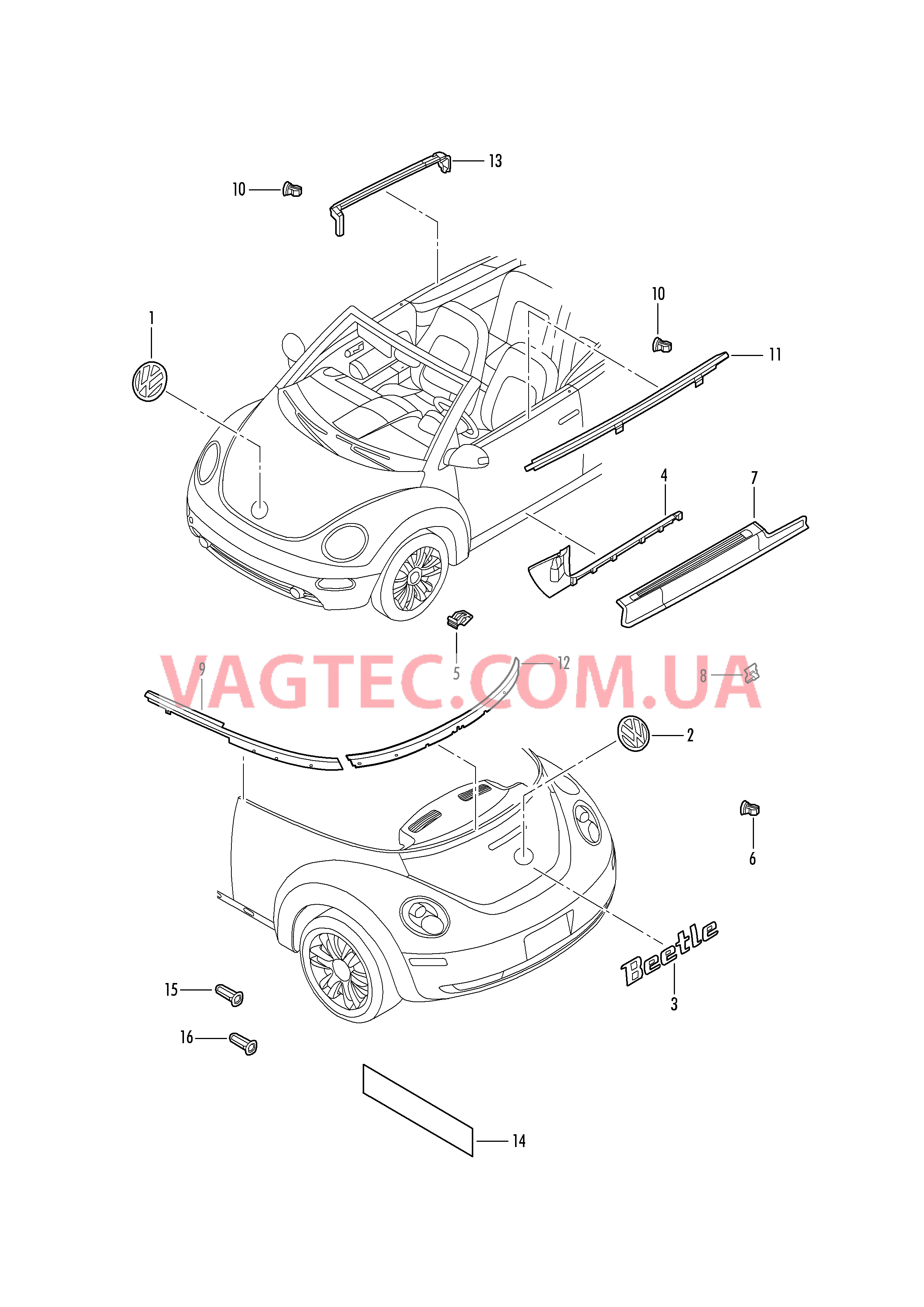 Надписи Накладка порога Молдинги для крыши Защитная плёнка порога  для VOLKSWAGEN Beetle.Cabriolet 2008