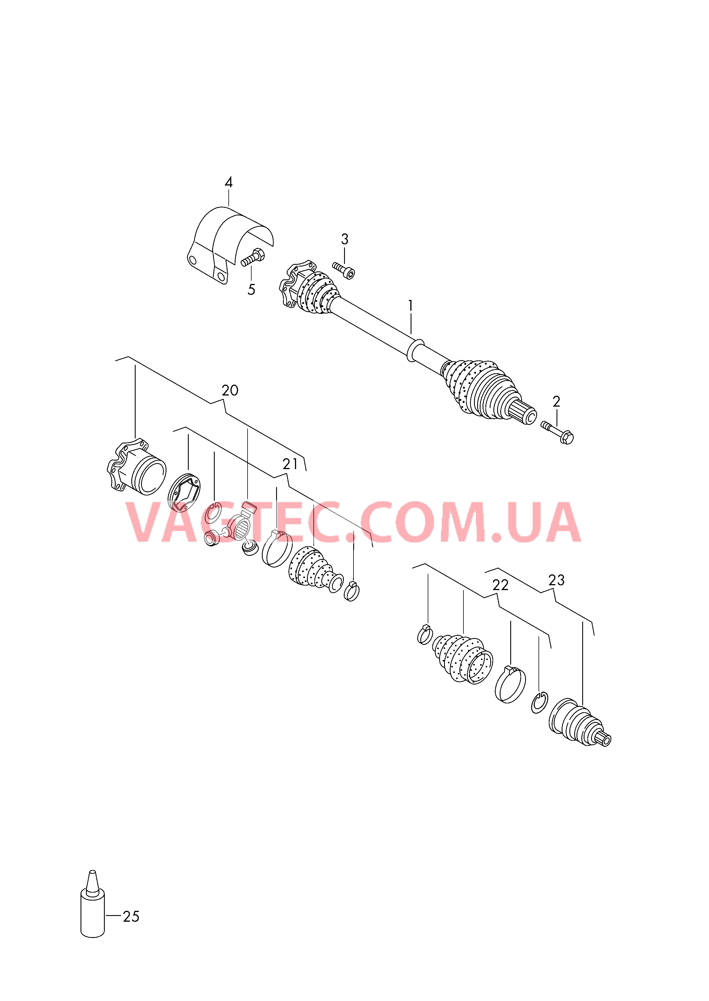 Приводной вал для 6-ступ. КП DSG  для VOLKSWAGEN Scirocco 2017