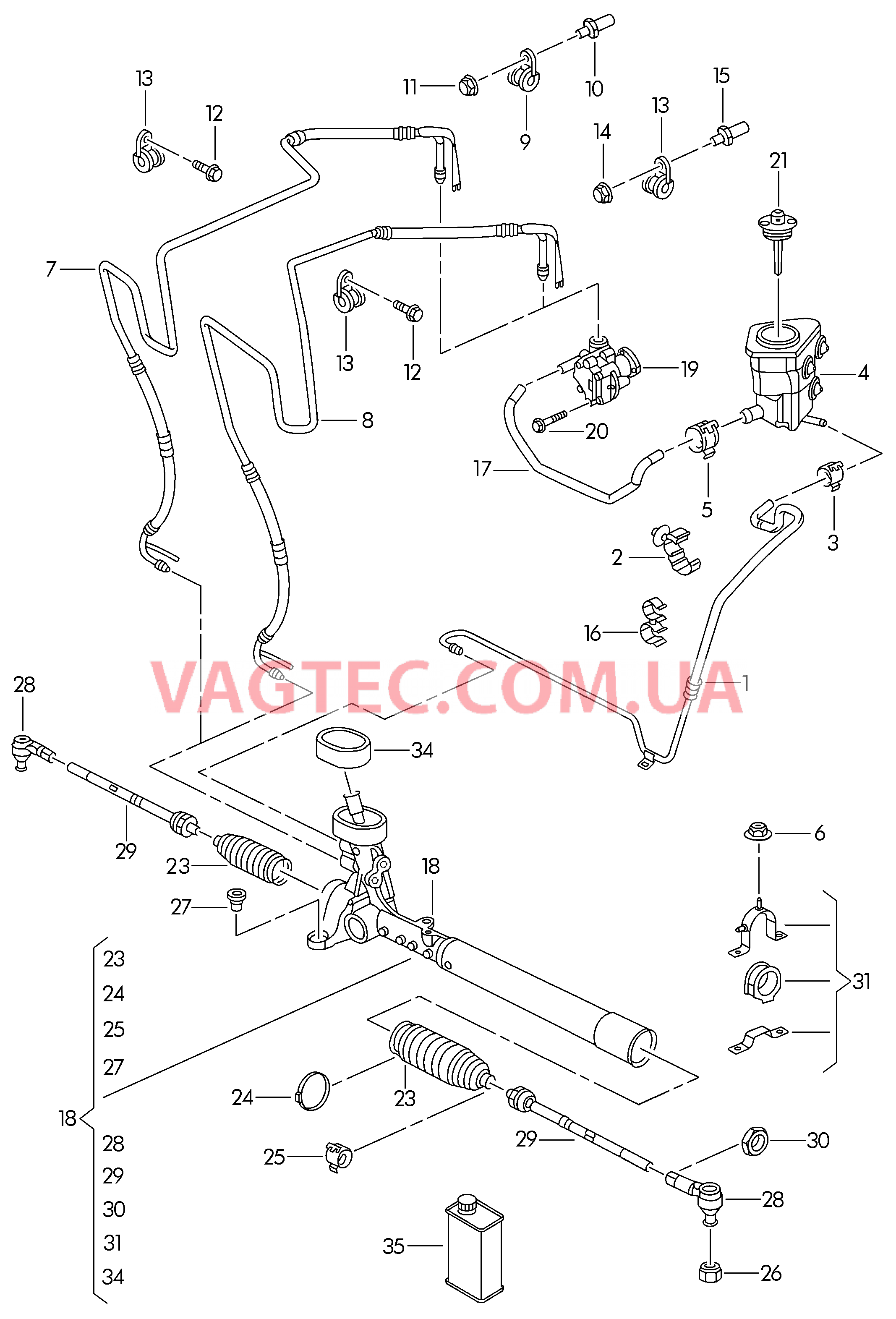 Pулевой механизм с усилителем Масляный бачок с соединительными деталями, шлангами  для VOLKSWAGEN Jetta 2018-2