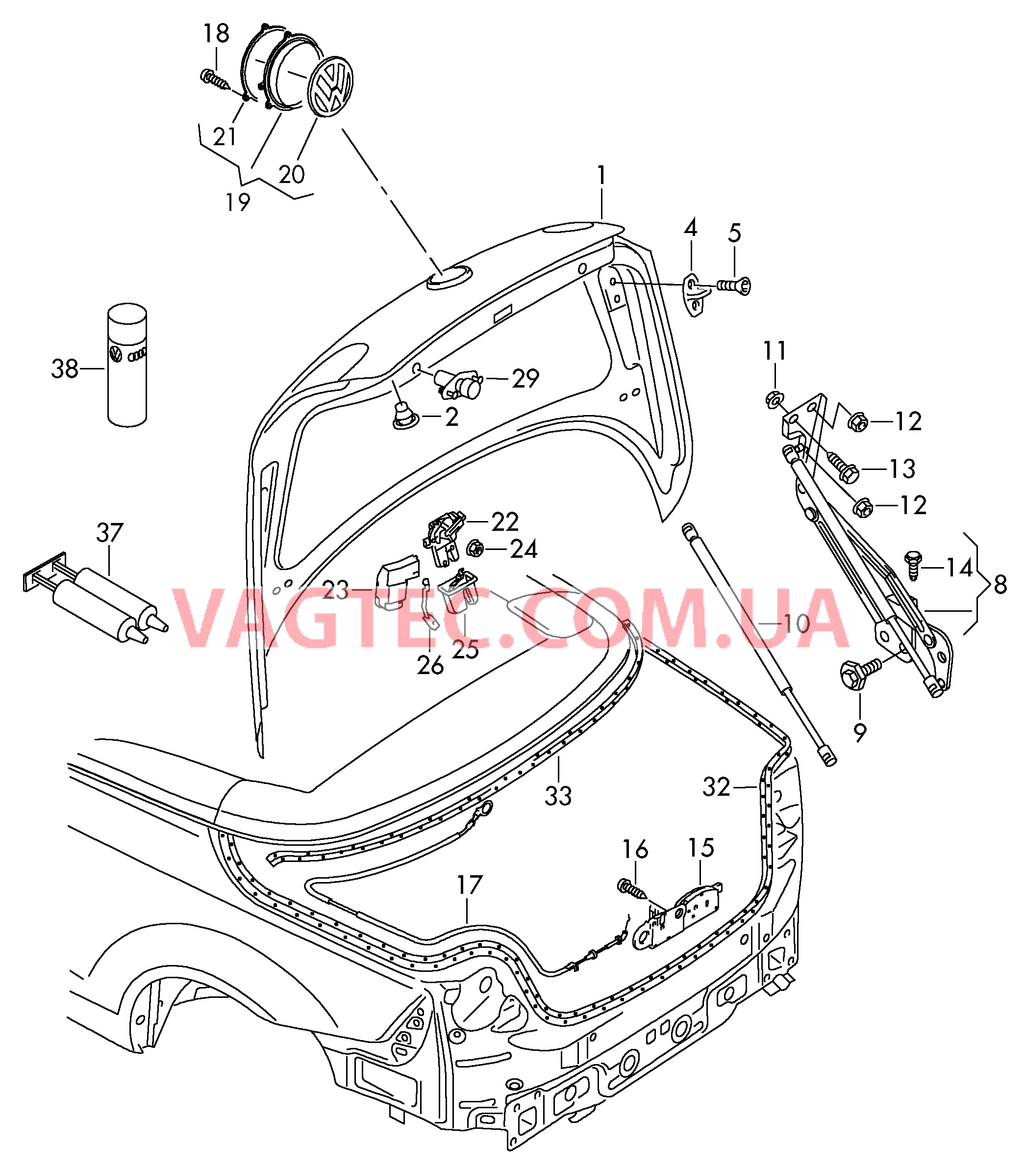 Крышка багажного отсека  для VOLKSWAGEN EOS 2011-1