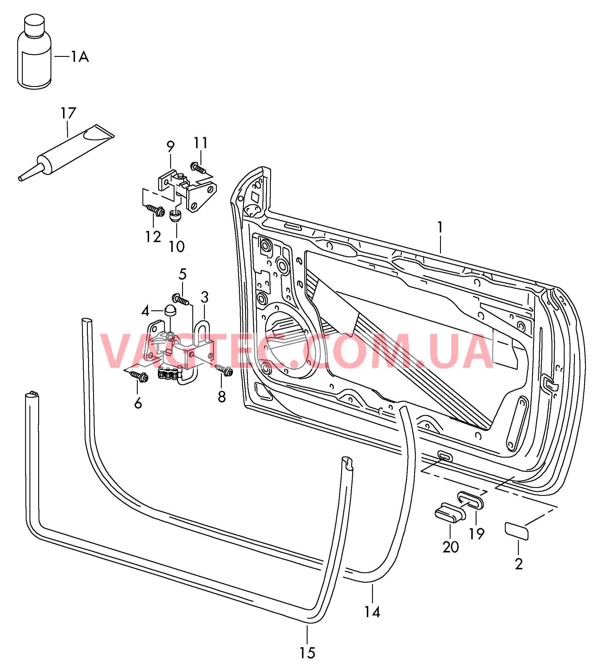 Двери Петля двери Уплотнитель двери  для VOLKSWAGEN EOS 2006