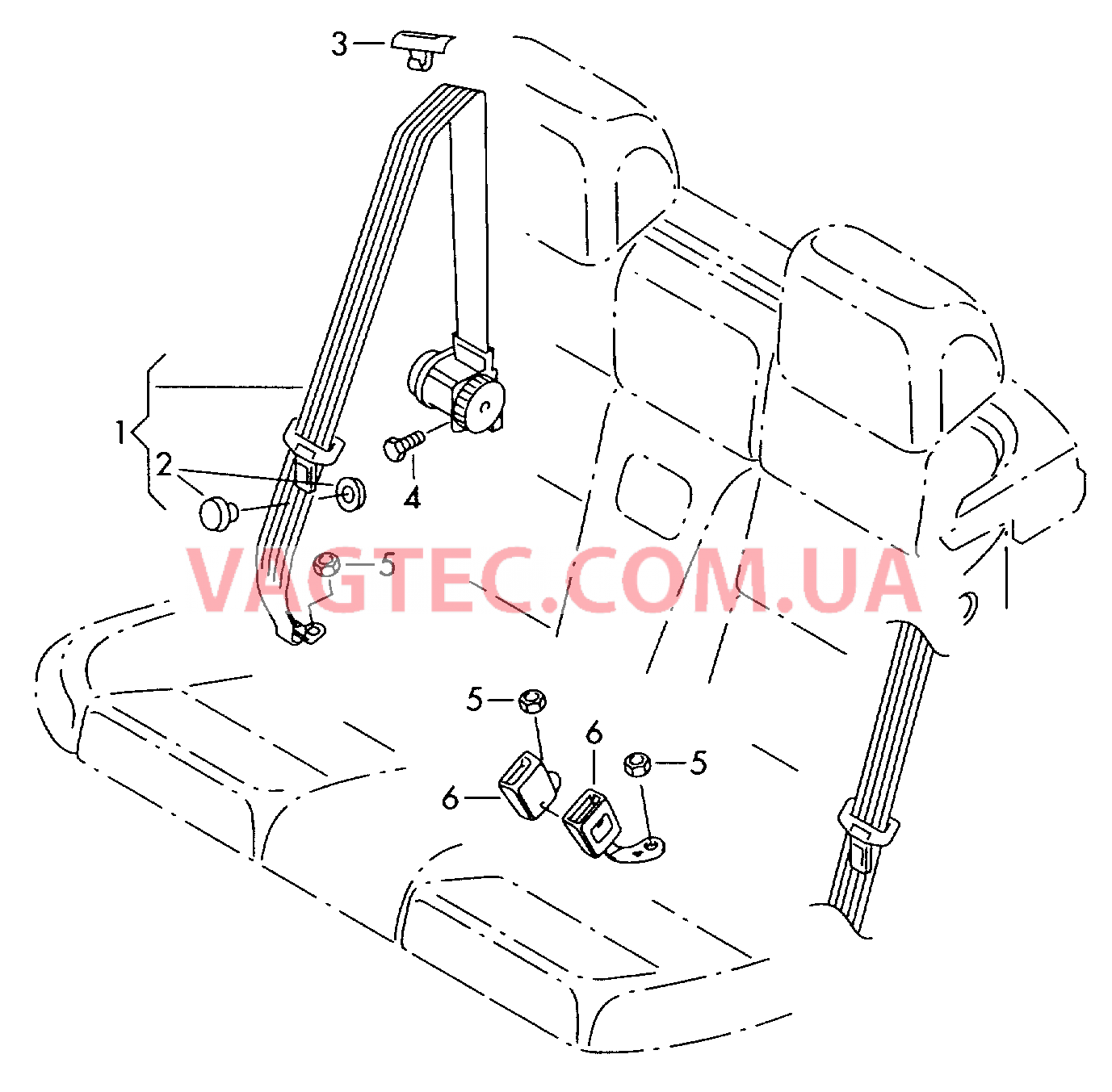 Трехточечн. ремень безопасн.  для VOLKSWAGEN EOS 2006