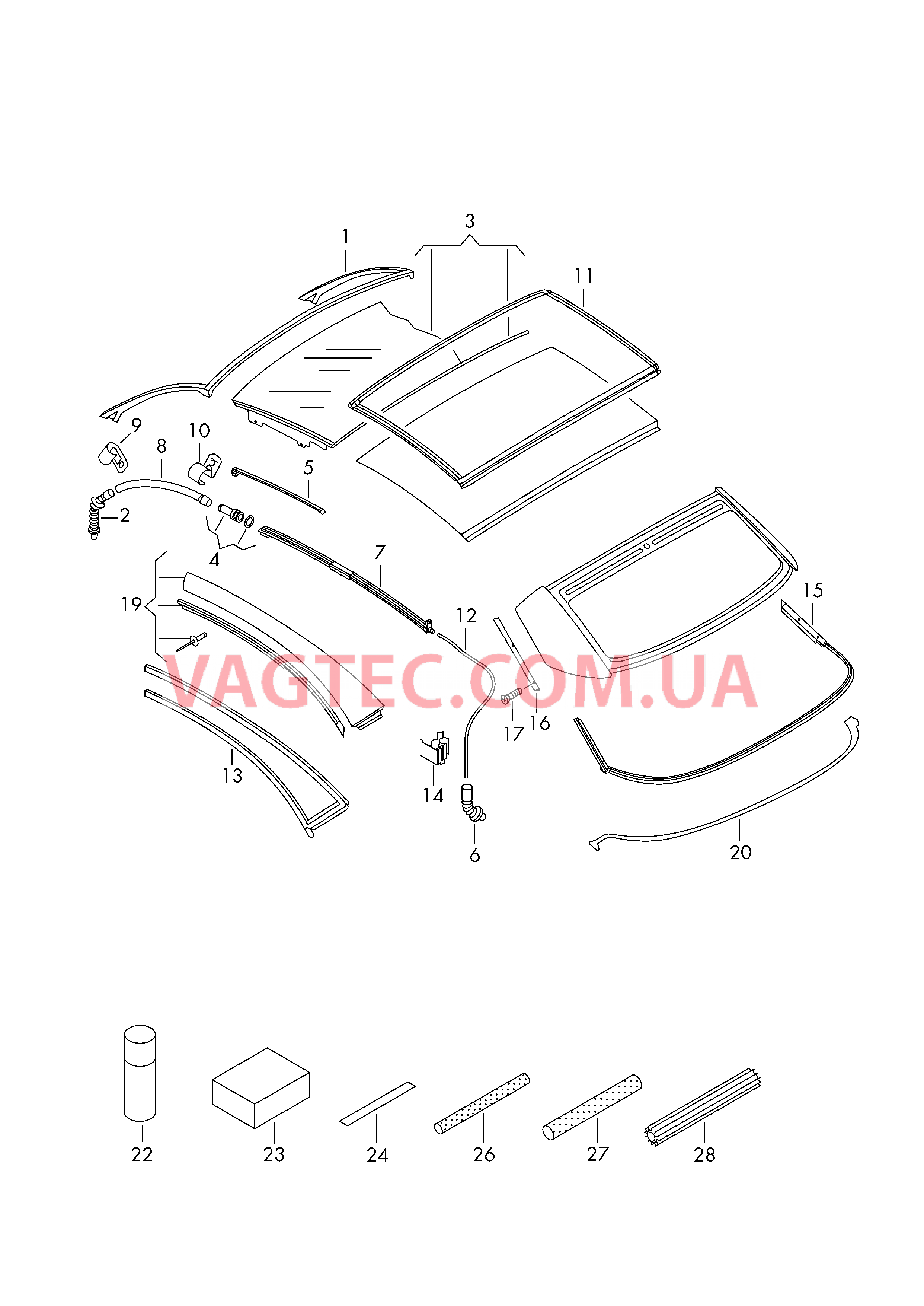 Крыша кабриолета Уплотнение  для VOLKSWAGEN EOS 2006