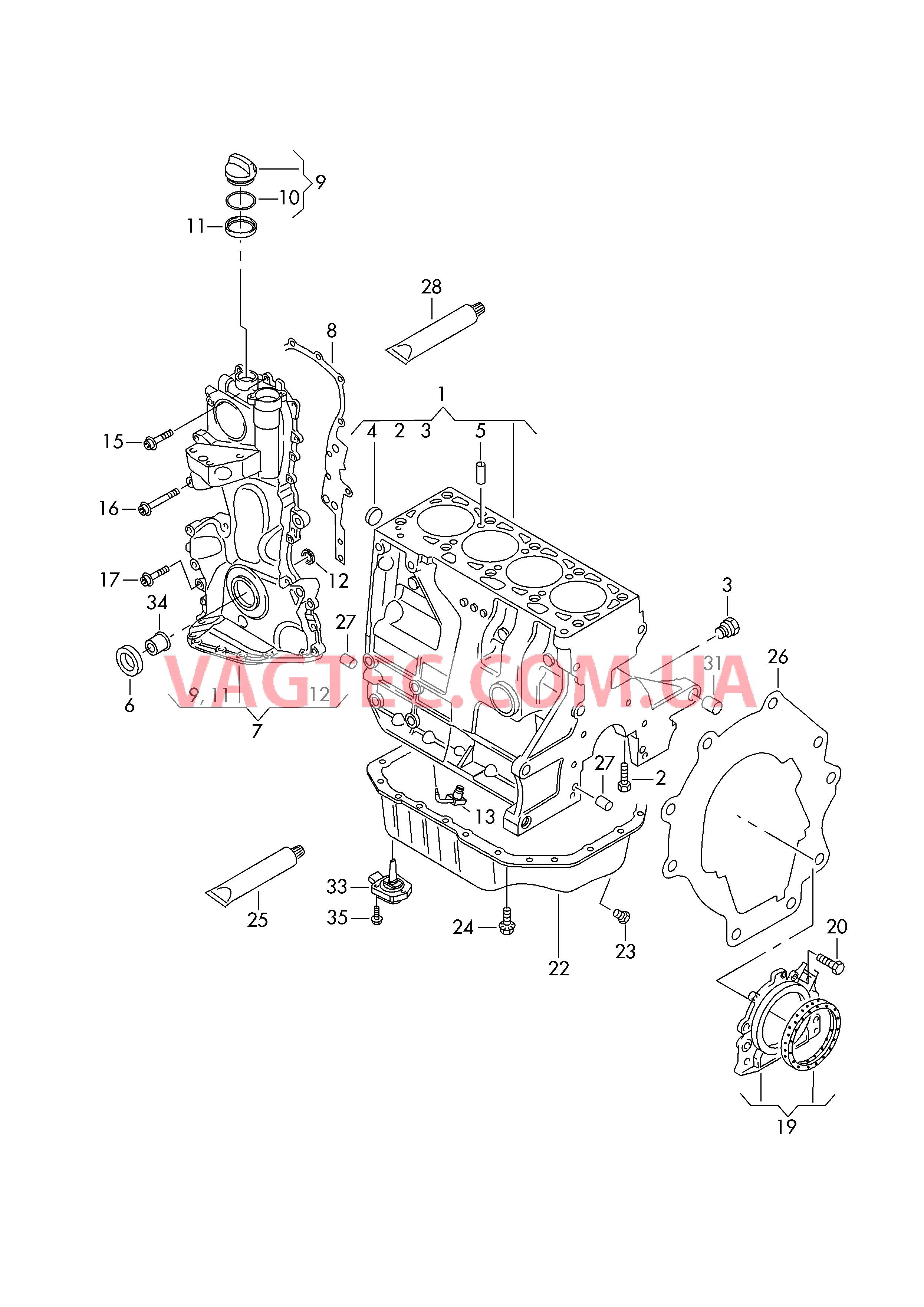 Блок цилиндров Кор. мех-ма измен. фаз газрас. Масляный поддон  для VOLKSWAGEN Scirocco 2018