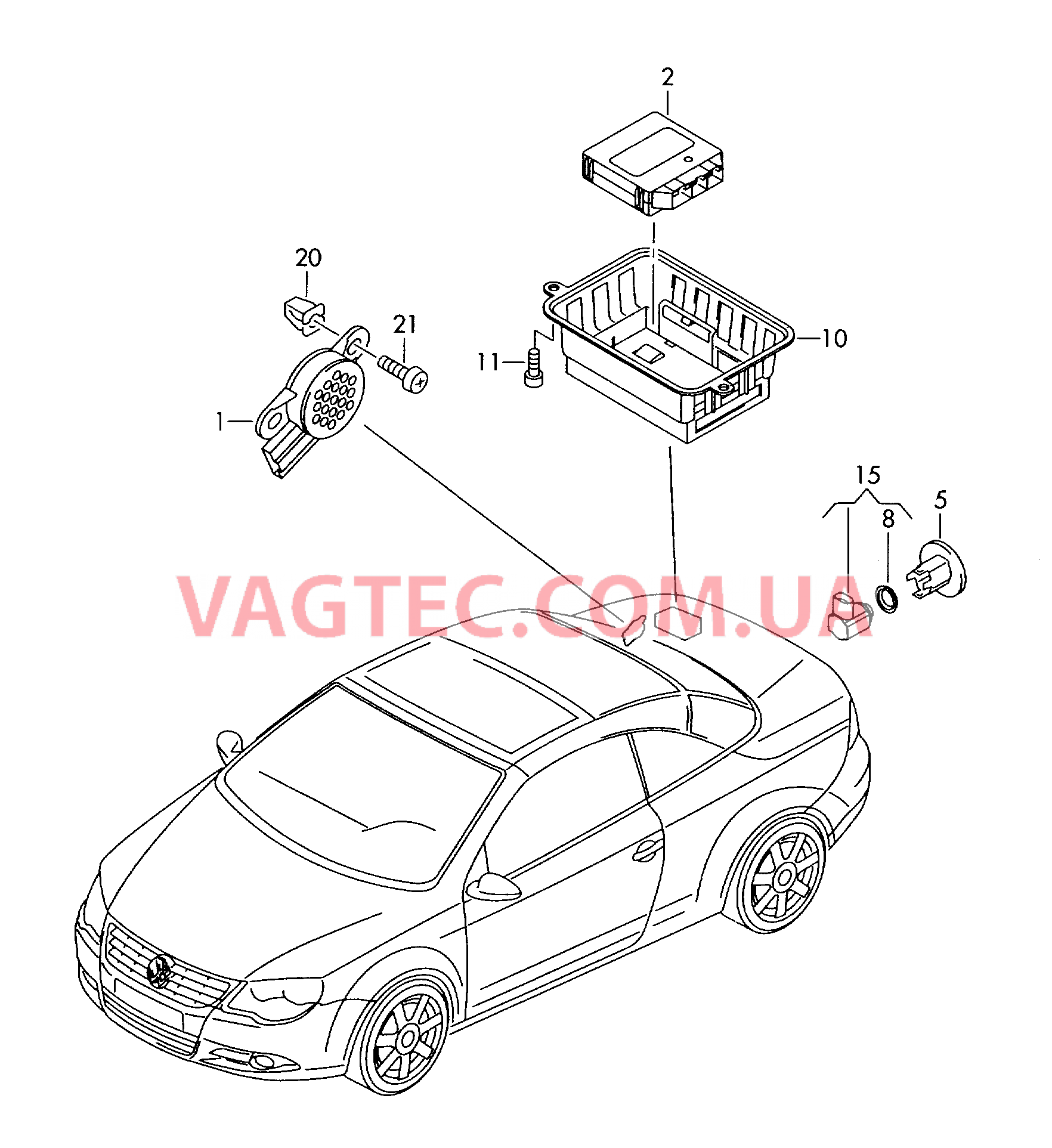 Парковочный ассистент  ------------------------------   см. панель иллюстраций:  F             >> 1F-7-060 000*  F 1F-8-000 001>> для VOLKSWAGEN EOS 2007