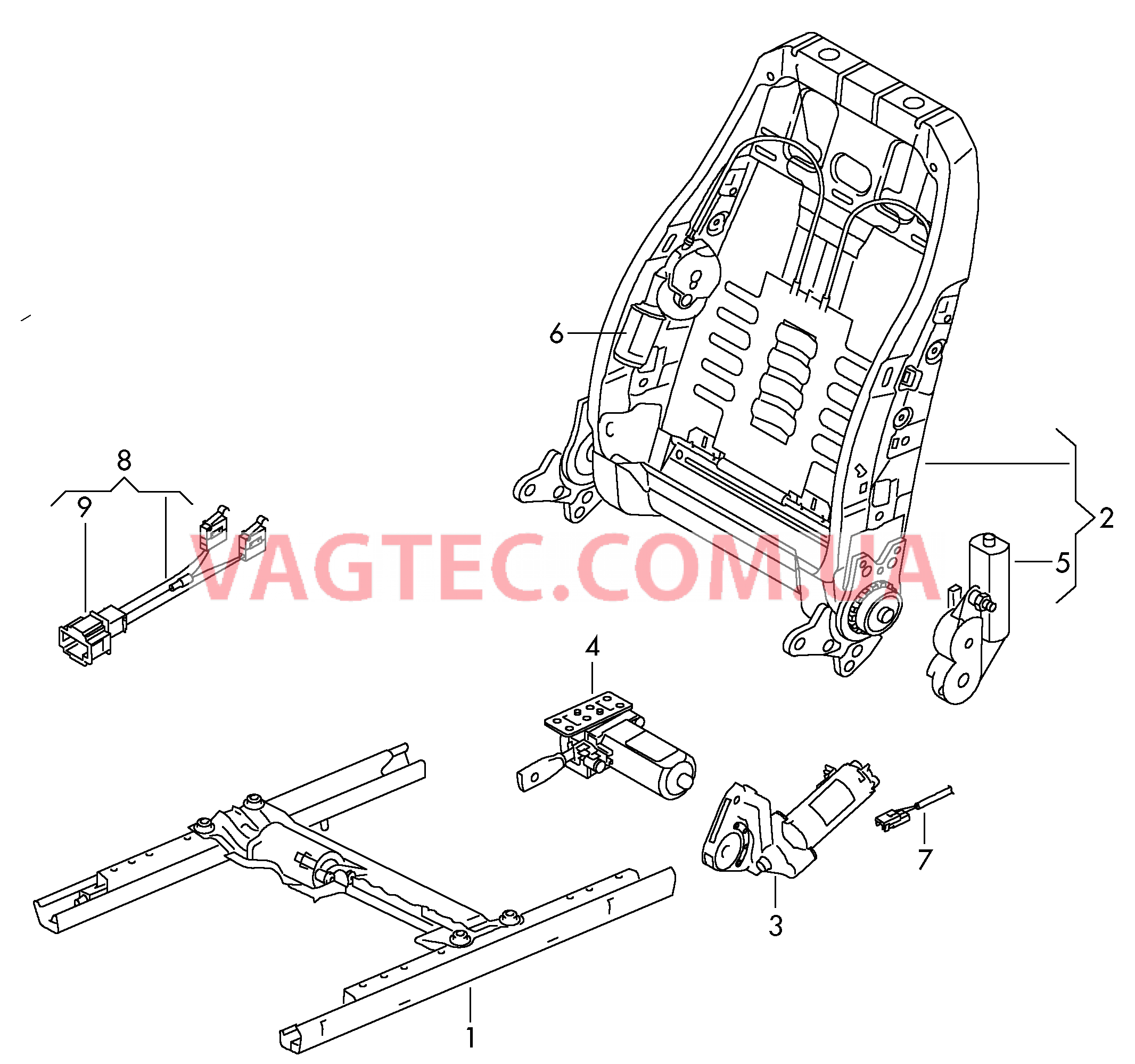 Электрические компоненты регулировки сиденья и спинки  для VOLKSWAGEN EOS 2007