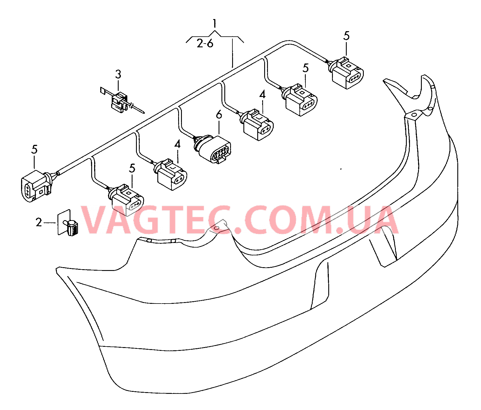 Жгут проводов для бампера Датчик ультразвуковой Плафон освещ. номерного знака  для VOLKSWAGEN EOS 2006