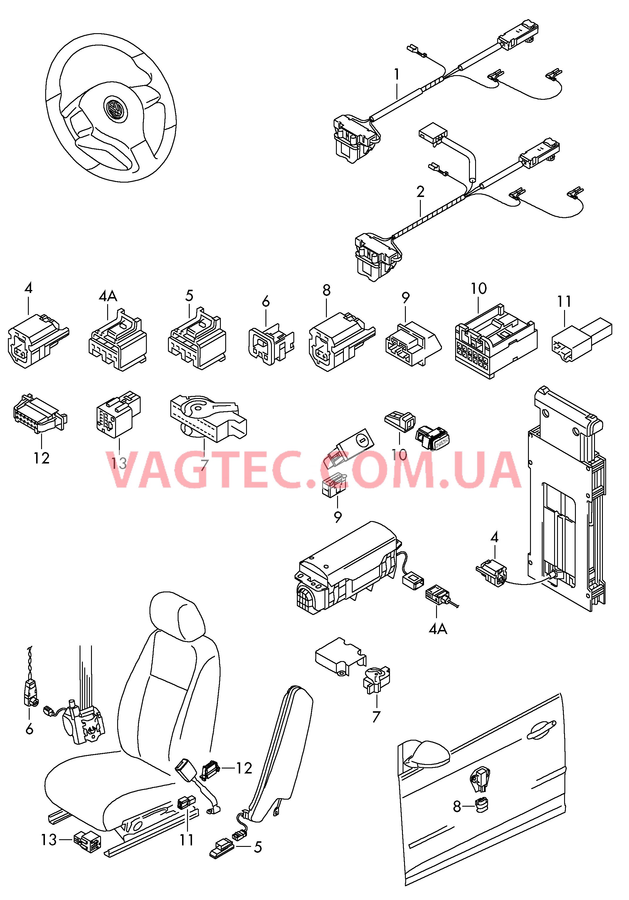 Кабель-адаптер Подушка безопасности  для VOLKSWAGEN EOS 2007