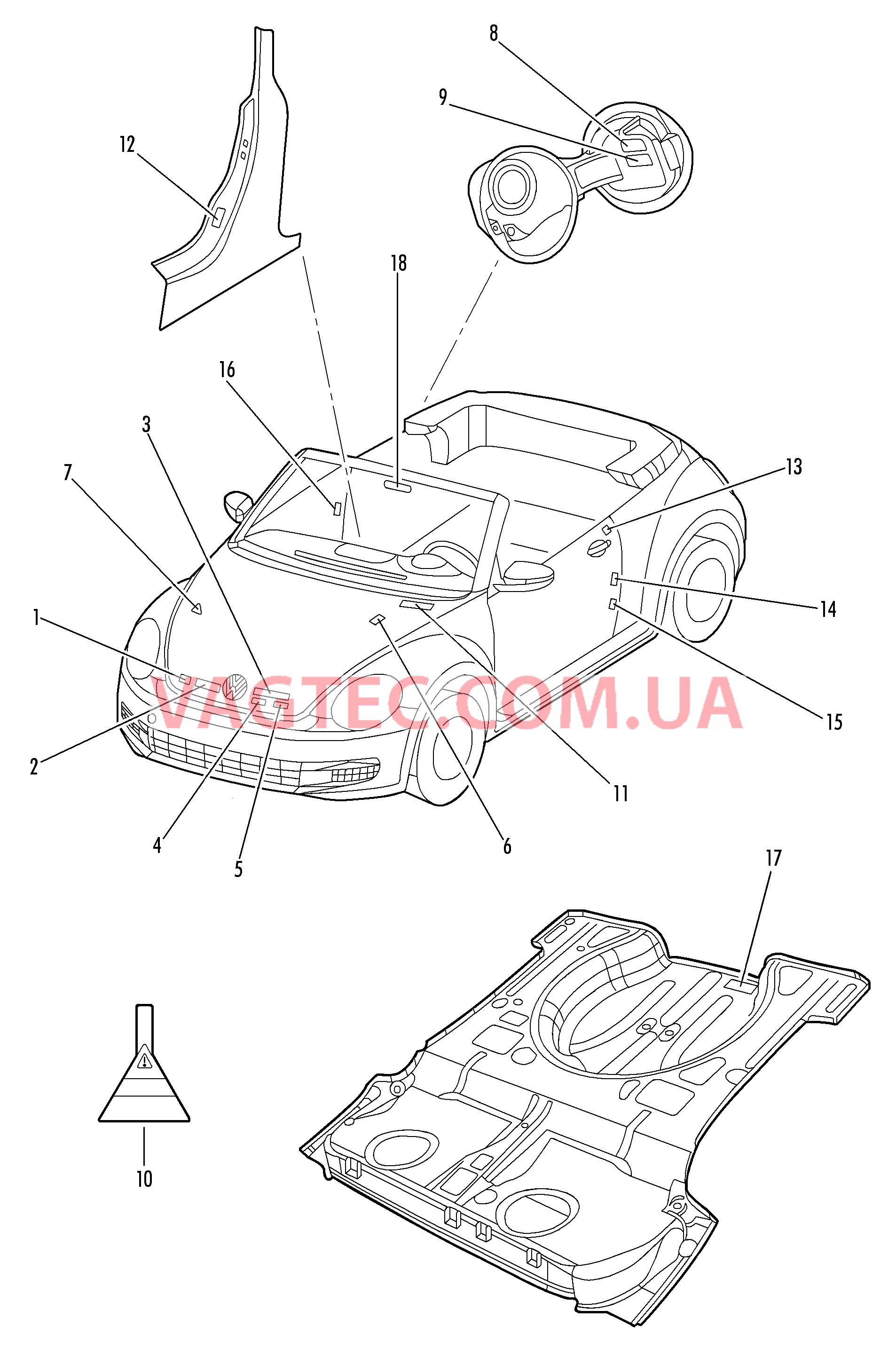 Таблички  для VOLKSWAGEN Beetle.Cabriolet 2016