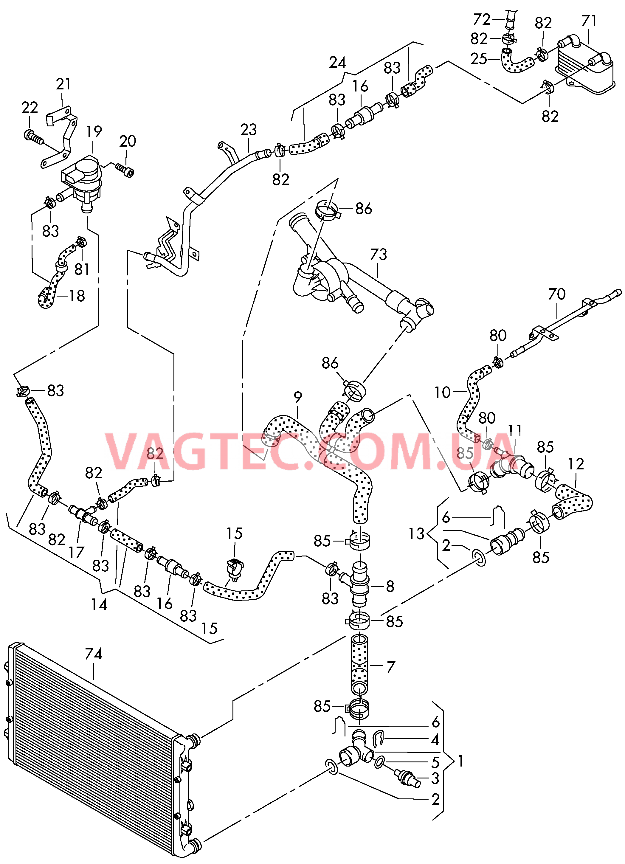 Жидкостное охлаждение  для VOLKSWAGEN EOS 2011