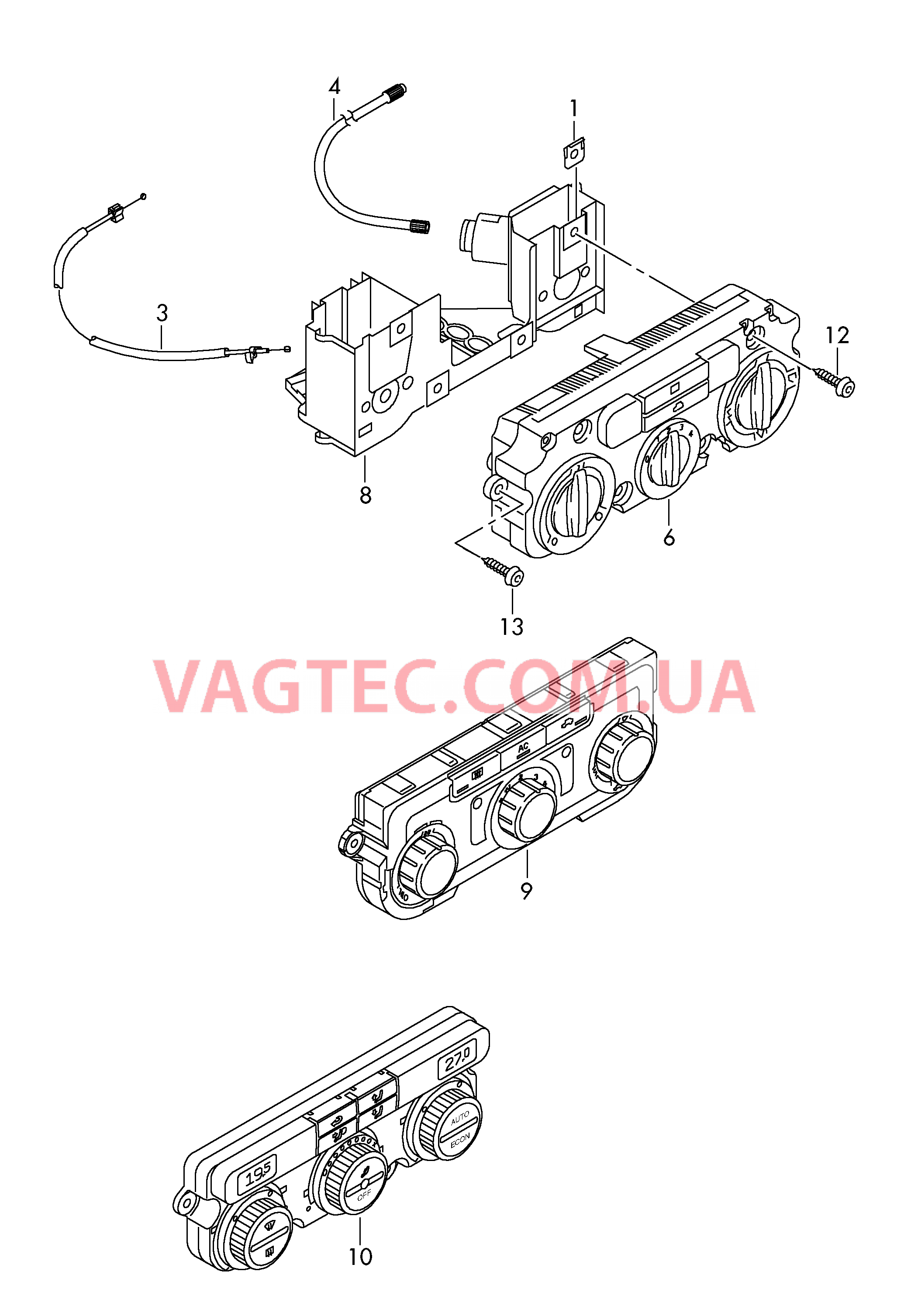 Регулировка подачи свежего и теплого воздуха  для VOLKSWAGEN EOS 2009