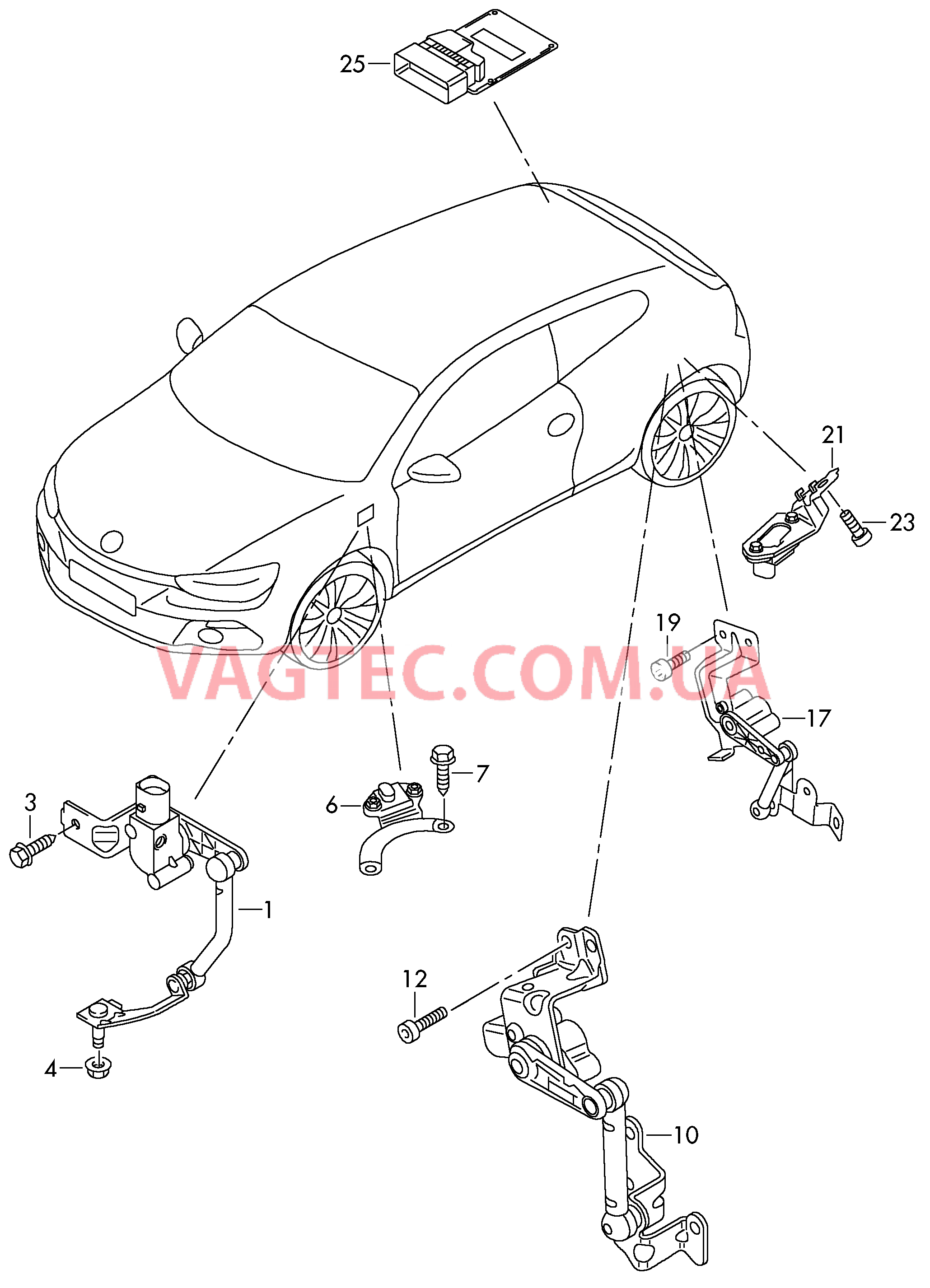 Датчик корректора фар  Датчик ускорения для а/м с системой электрон. рег. демпф.спос. амортизаторов  Датчик дорожного просвета для а/м с системой электрон. рег. демпф.спос. амортизаторов  БУ системы электронного регулирования демпфирования  для VOLKSWAGEN Scirocco 2010