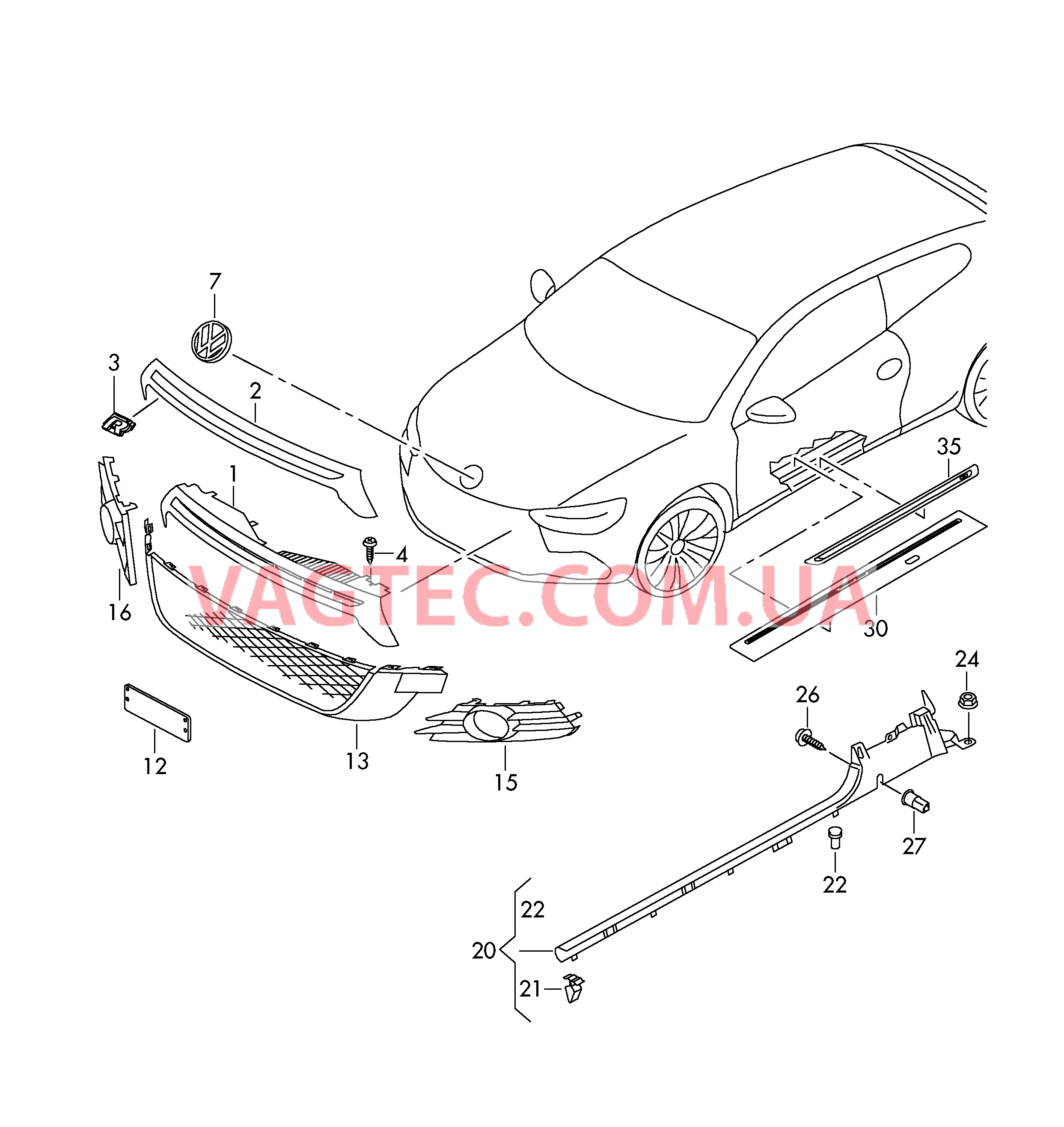 Решётка радиатора Решетка радиатора Накладка порога  для VOLKSWAGEN Scirocco 2010