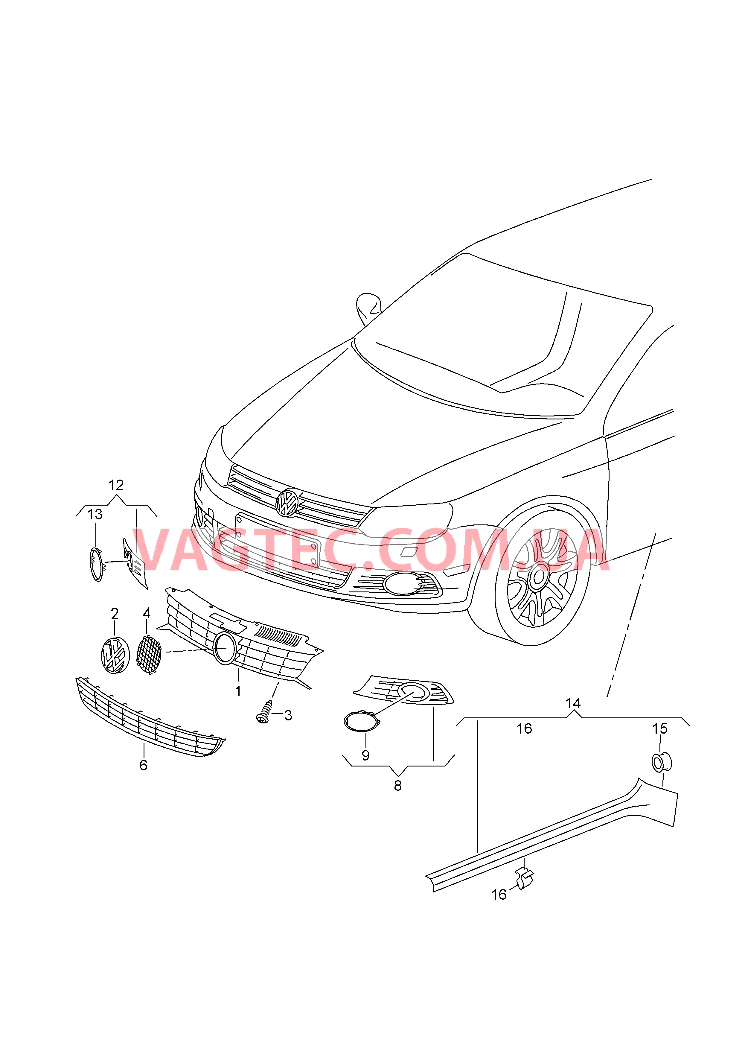 Решётка радиатора Решетка радиатора Накладка порога  для VOLKSWAGEN EOS 2012