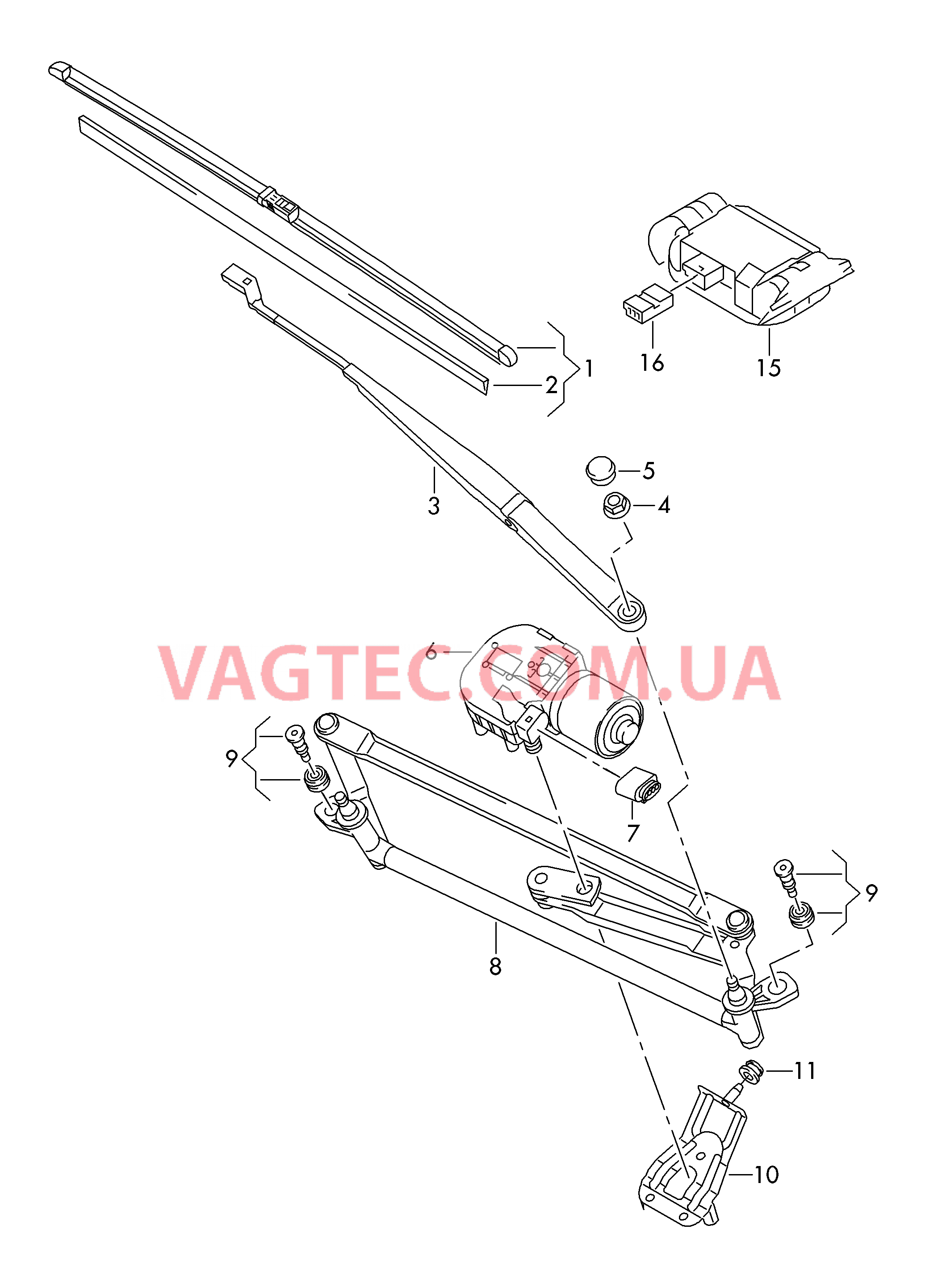 Cтеклоочиститель Крепление стеклоочистителя с электромотором  Датчик дождя  для VOLKSWAGEN EOS 2016