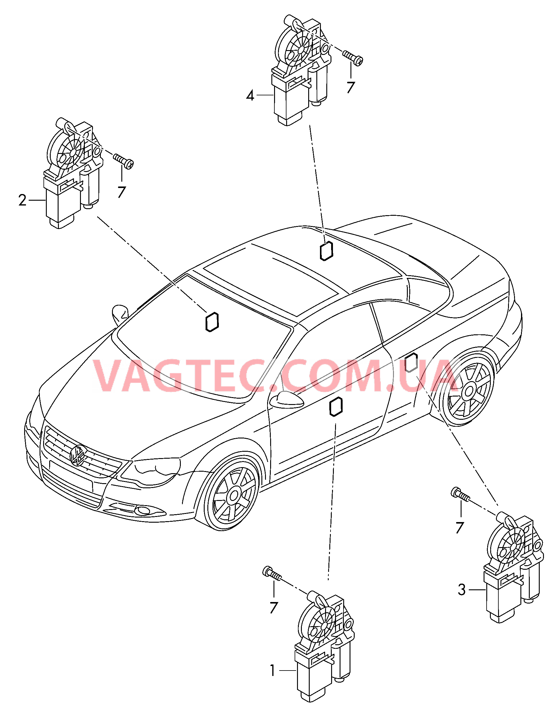 Эл.двигатель стеклоподъёмника Детали не в сборе  для VOLKSWAGEN EOS 2015