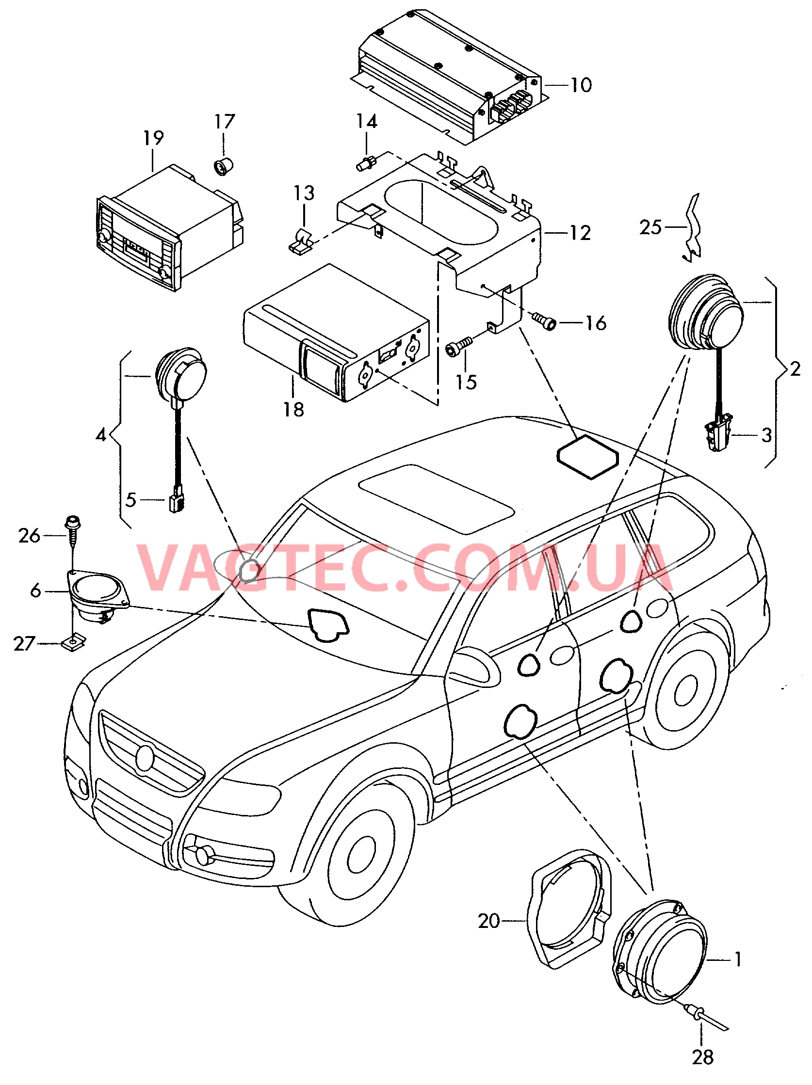 Электрические детали акустической системы VW TOUAREG  для VOLKSWAGEN Touareg 2003