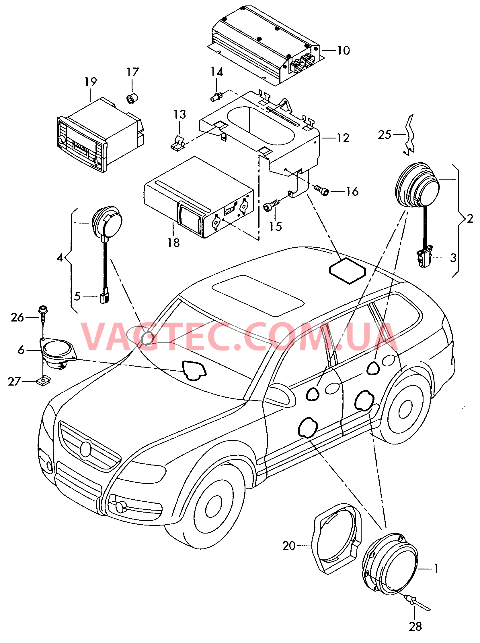 Электрические детали акустической системы  для VOLKSWAGEN Touareg 2007-1