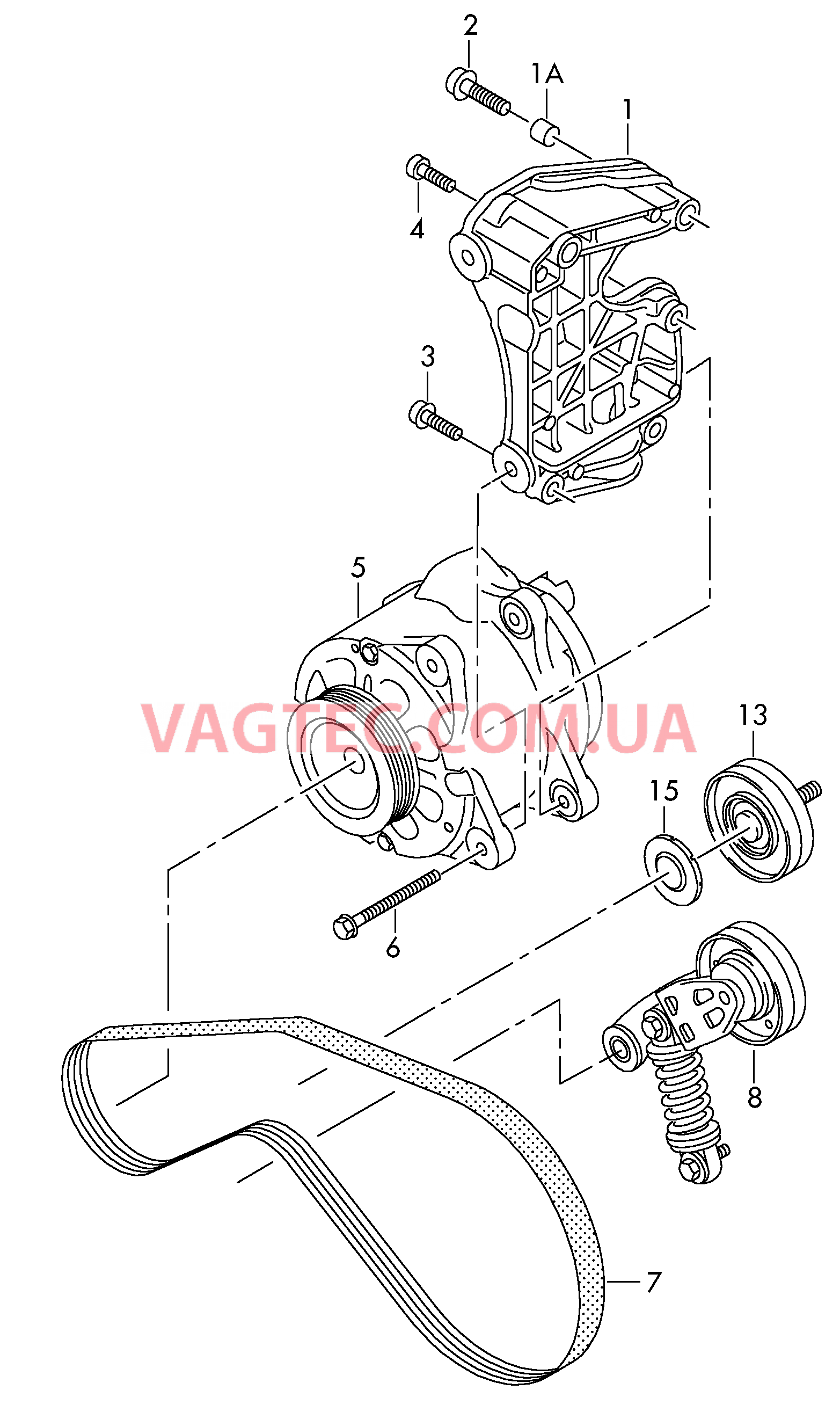 Детали подключения и крепления для генератора  Поликлиновой ремень  для VOLKSWAGEN Touareg 2014