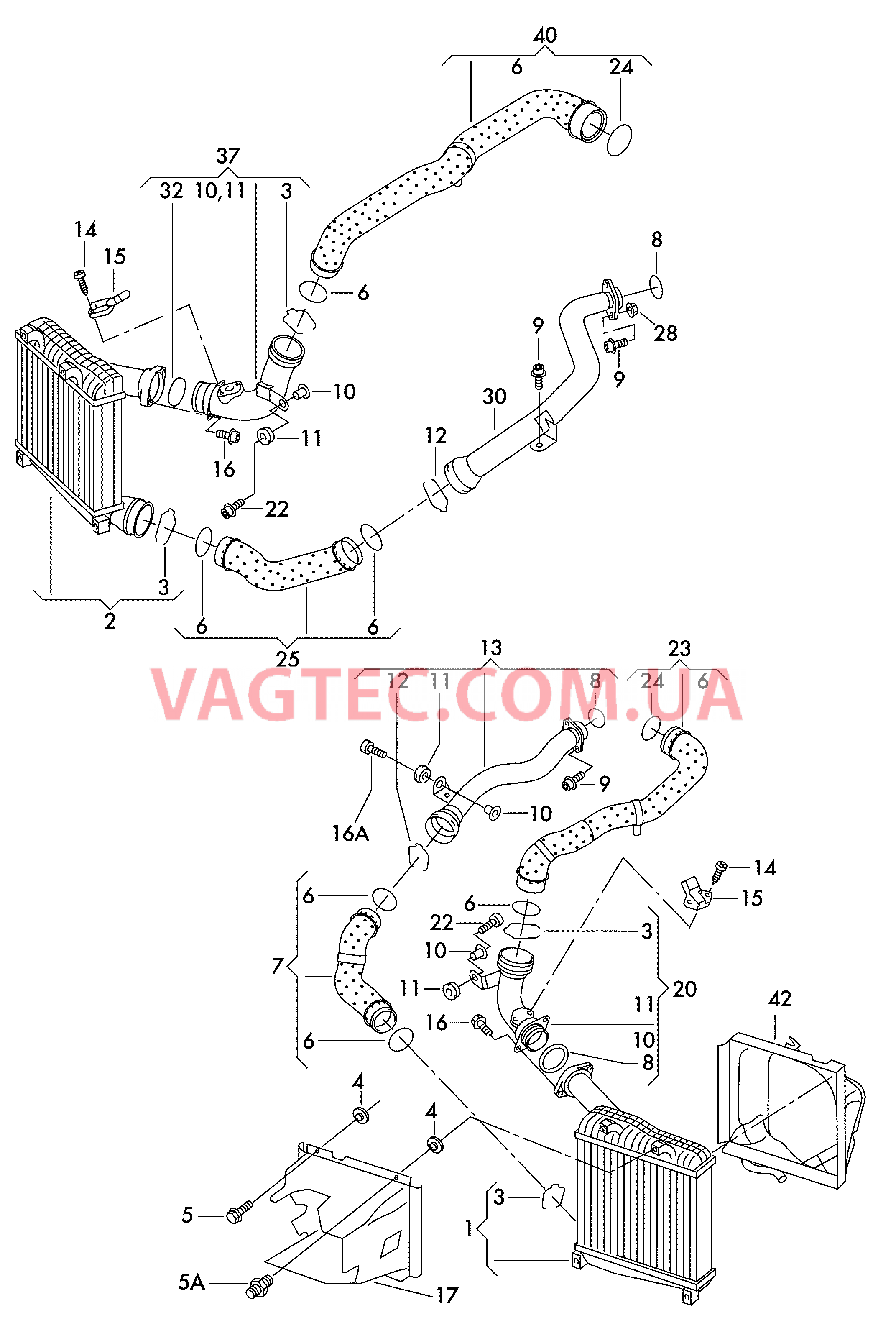 Охладитель наддув. воздуха  для VOLKSWAGEN Touareg 2007-1