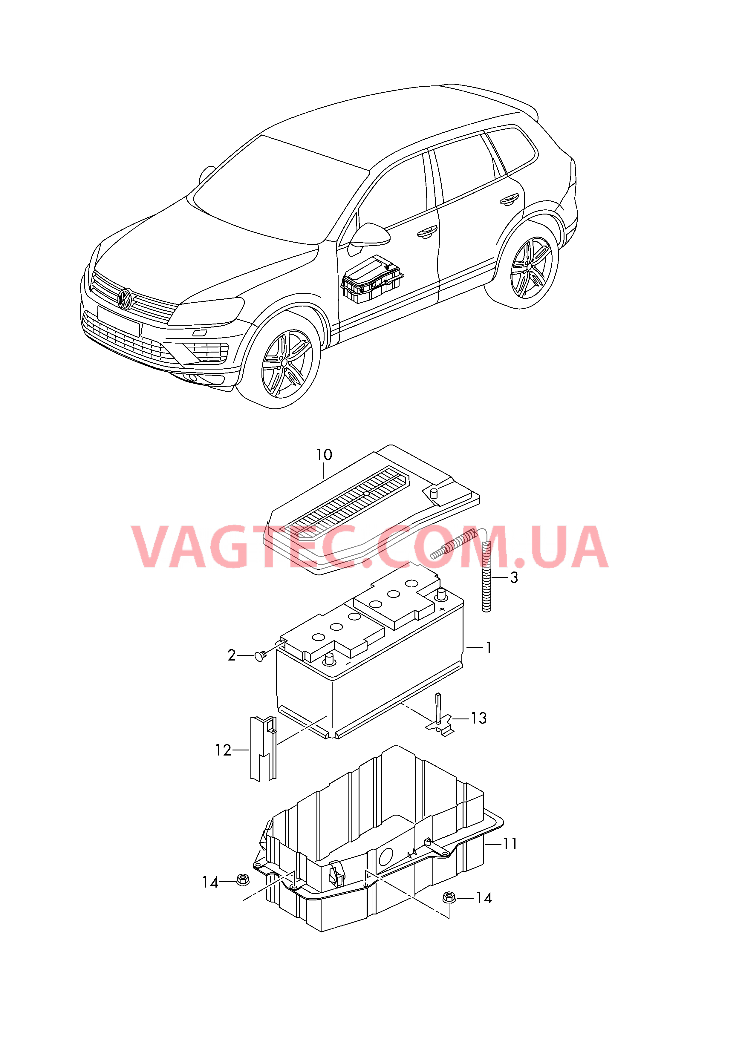 АКБ Ящик АКБ Крепление АКБ  для VOLKSWAGEN Touareg 2016