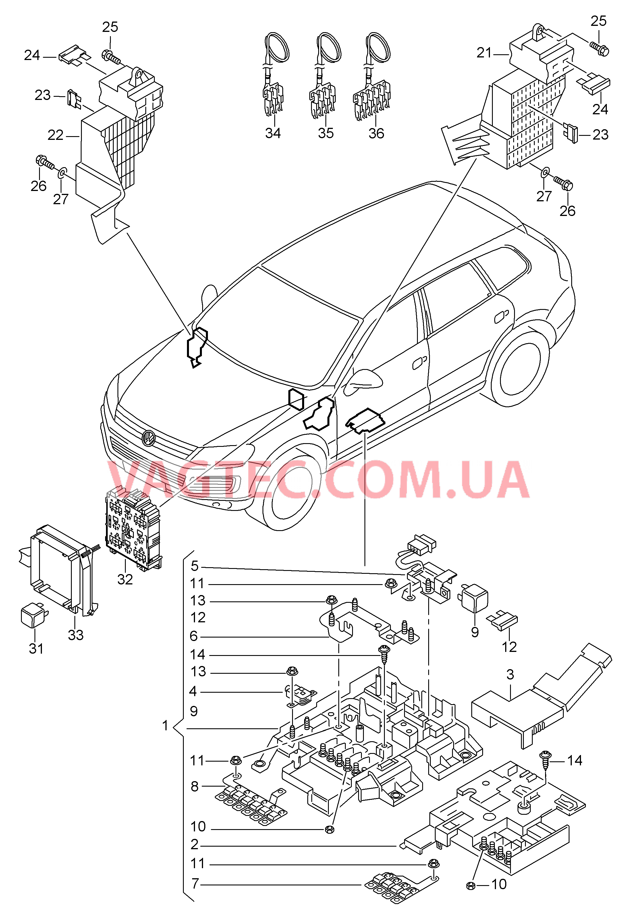 Коробка главн. предохранителя  для VOLKSWAGEN Touareg 2015