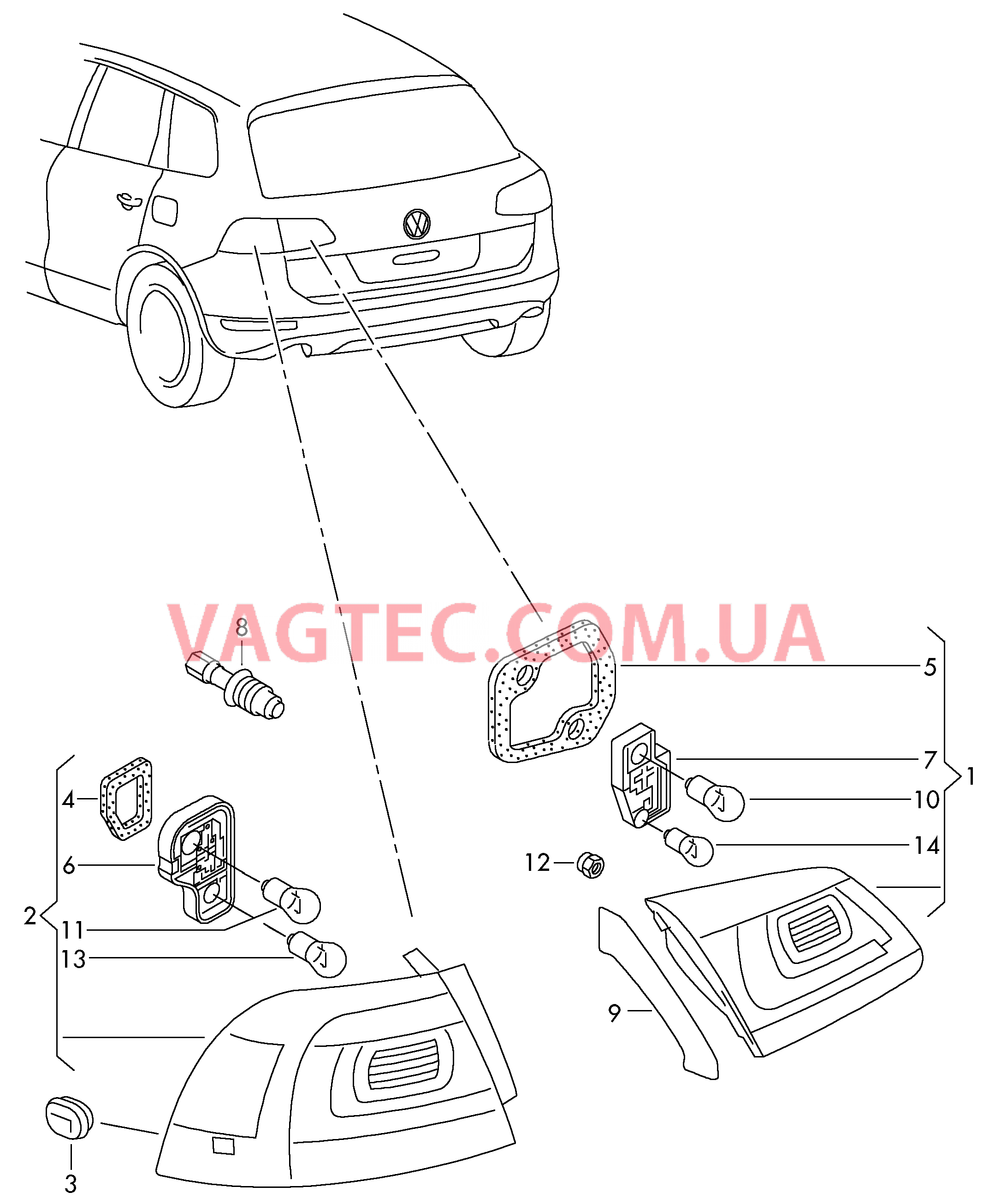 Задний фонарь  для VOLKSWAGEN Touareg 2013