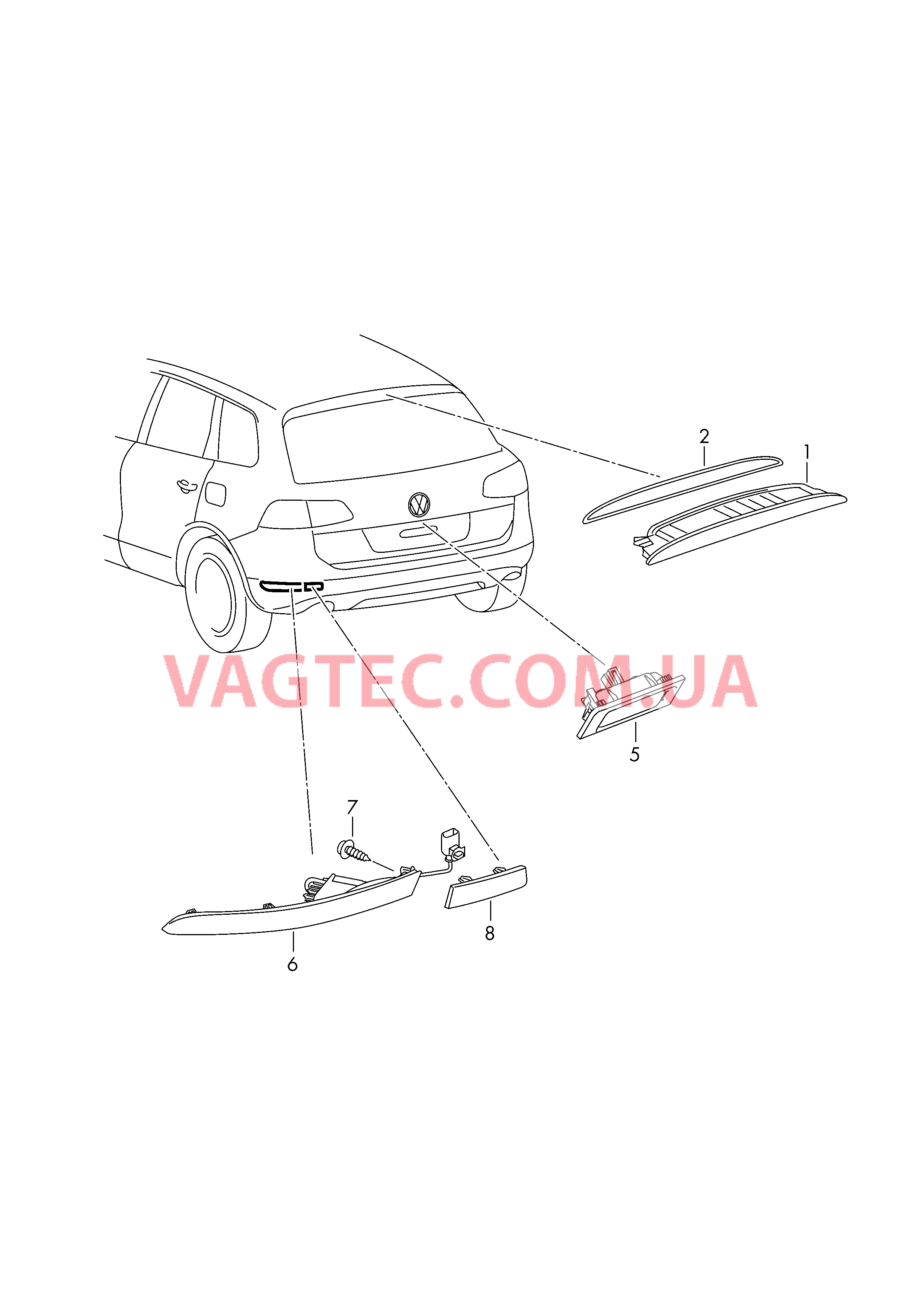 Верхний стоп-сигнал Плафон освещ. номерного знака Задний противотуманный фонарь Cветовозвращатель  для VOLKSWAGEN Touareg 2015