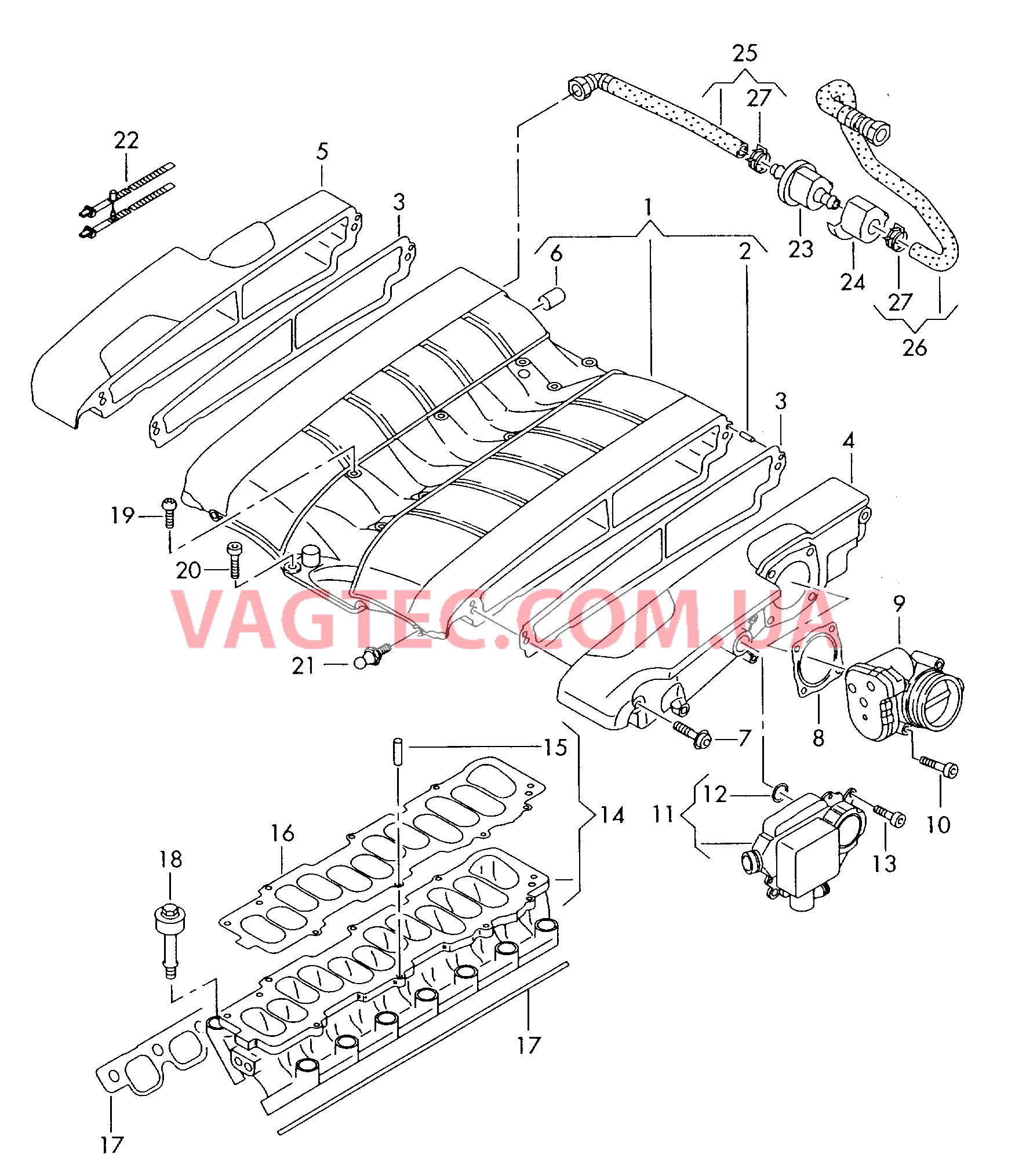 Cистема впуска воздуха Cистема улавл. паров топлива  для VOLKSWAGEN Touareg 2006