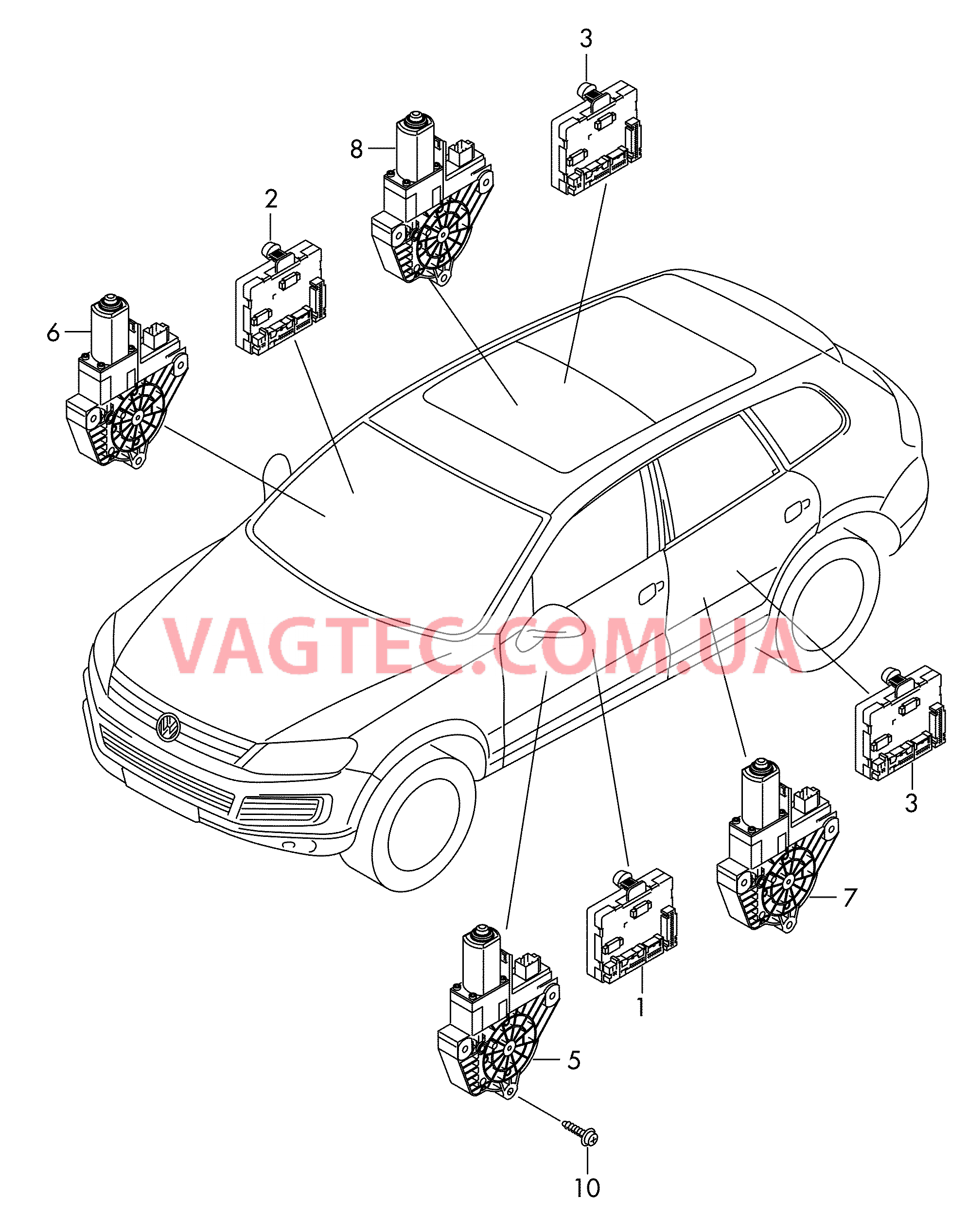 БУ двери Эл.двигатель стеклоподъёмника  для VOLKSWAGEN Touareg 2015