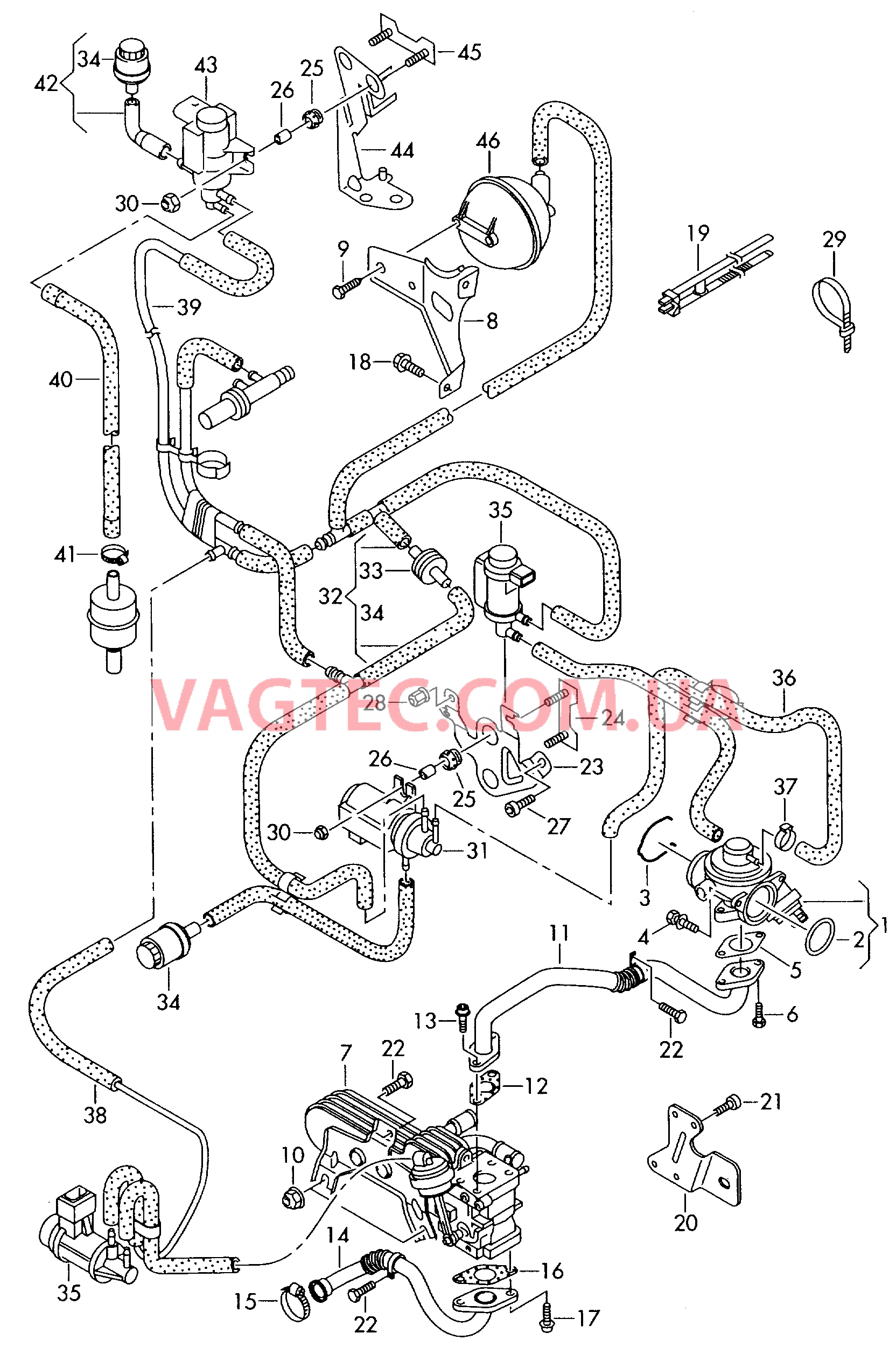 Рециркуляция ОГ Вакуумная система  для VOLKSWAGEN Touareg 2003