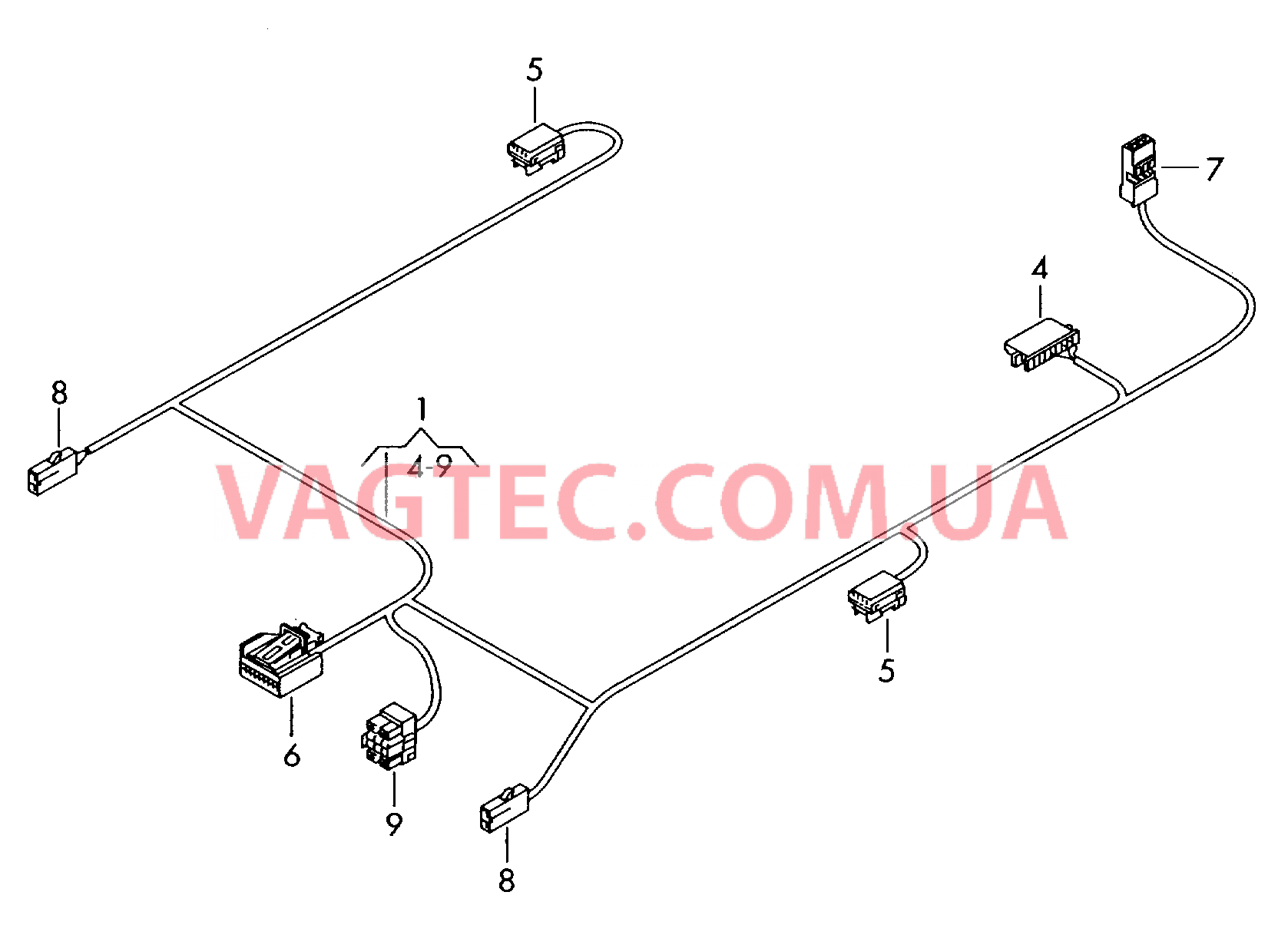 Жгут проводов крыши ------------------------------ Кабель-адаптер для люка с фотовольт. эл. пит.  для VOLKSWAGEN Touareg 2003