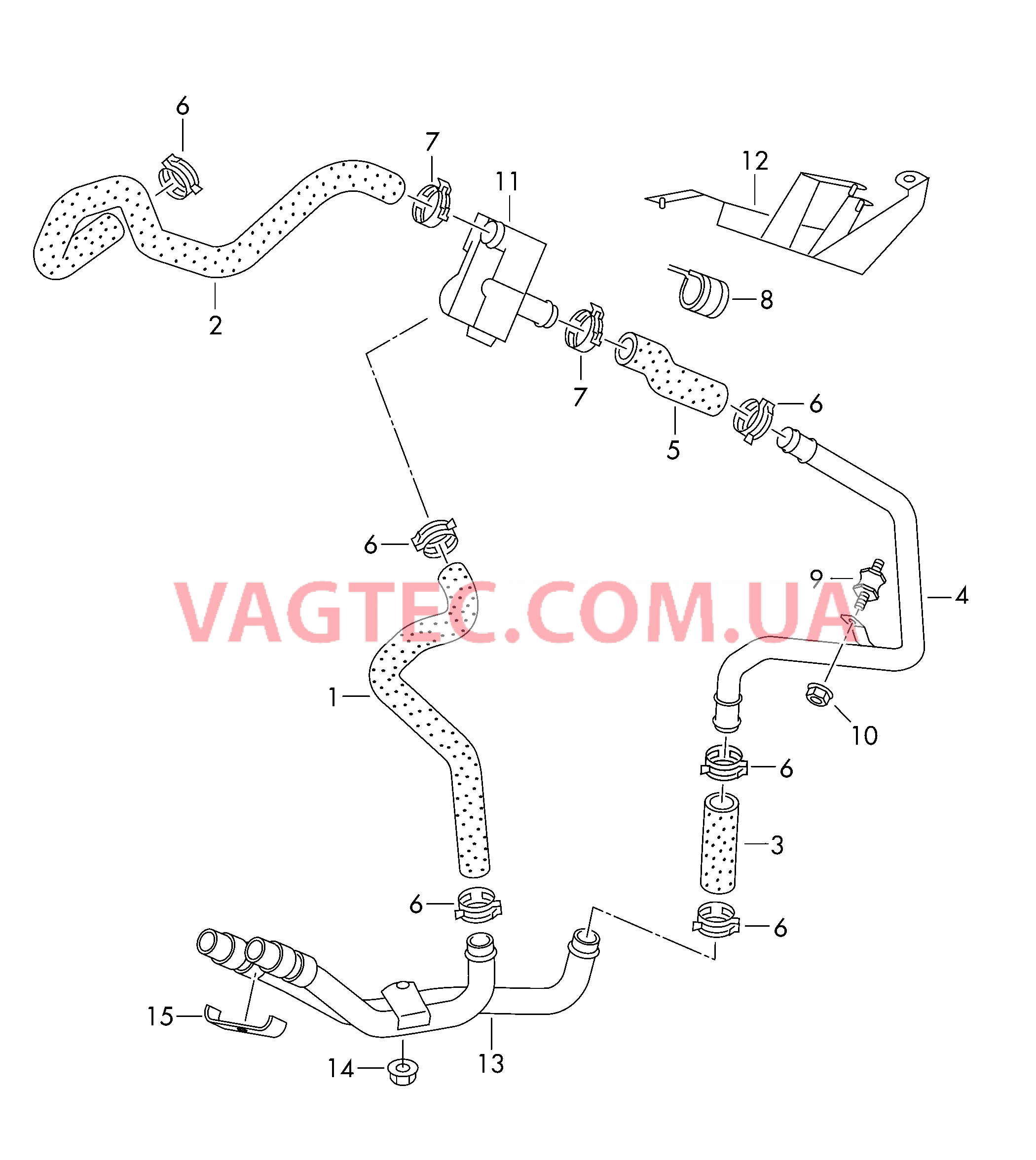 Отопление Шланги ОЖ и трубки  для VOLKSWAGEN Touareg 2015
