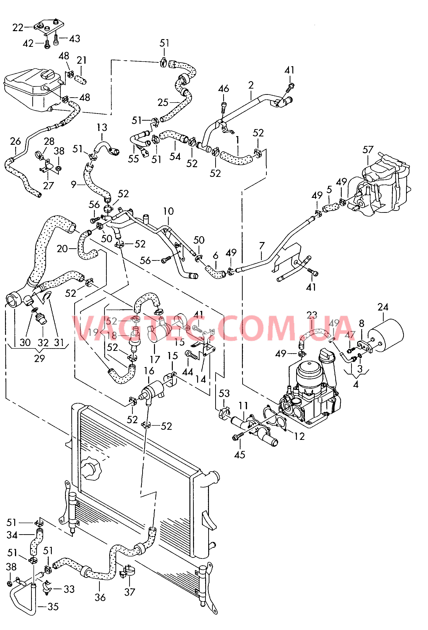 Жидкостное охлаждение Патрубок ОЖ с трубкой удаления воздуха   см. панель иллюстраций:  для VOLKSWAGEN Touareg 2004