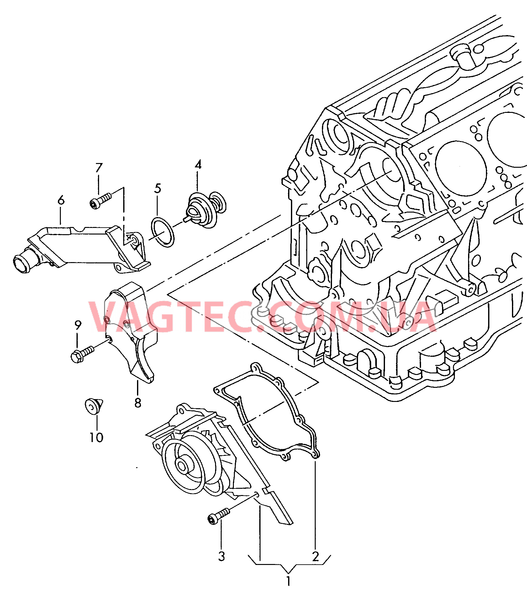 Насос ОЖ с уплотнит. кольцом  для VOLKSWAGEN Touareg 2005