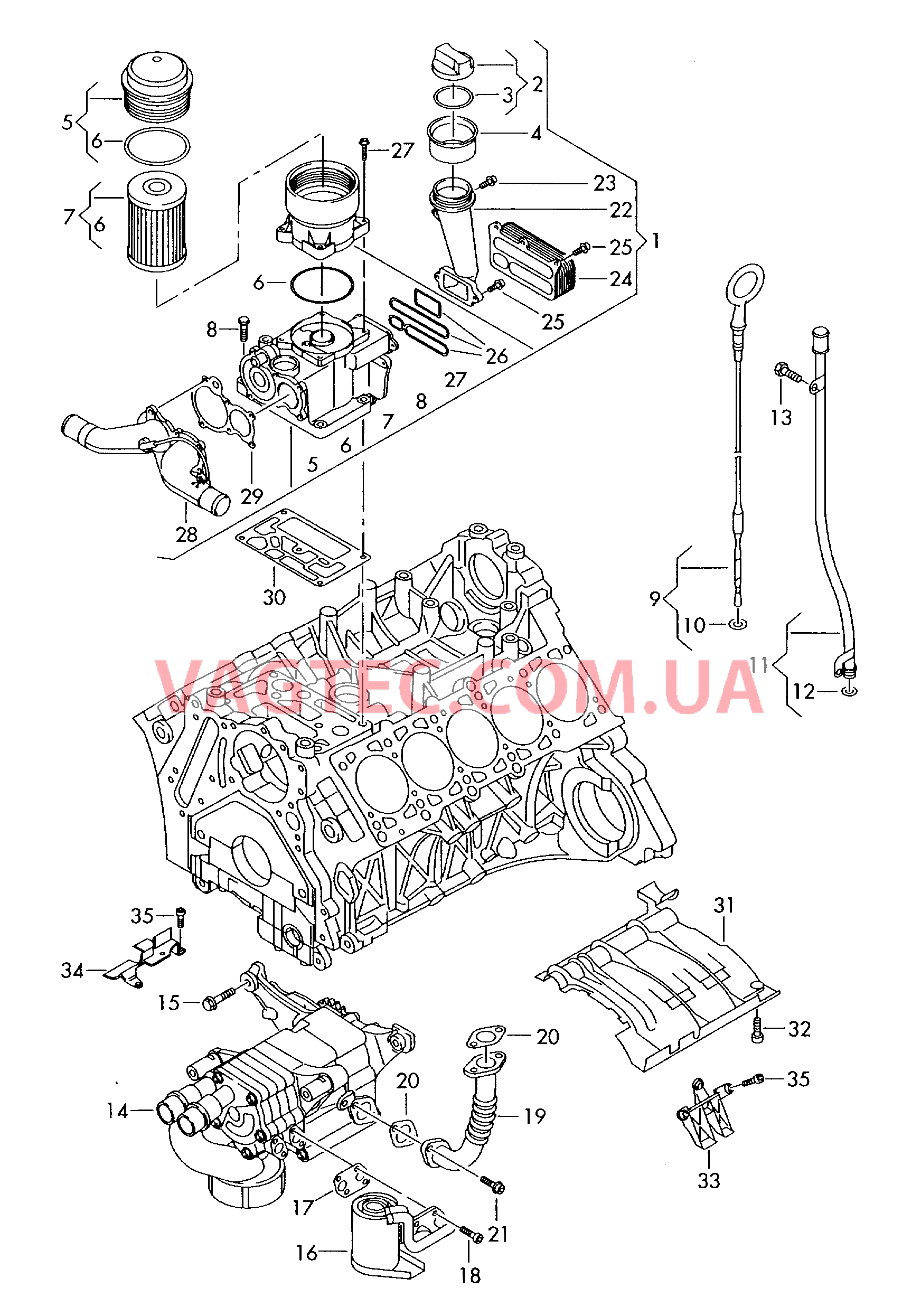 Фильтр, масляный Насос, масляный Трубка щупа измер. уров. масла Маслоизмерительный щуп  для VOLKSWAGEN Touareg 2010