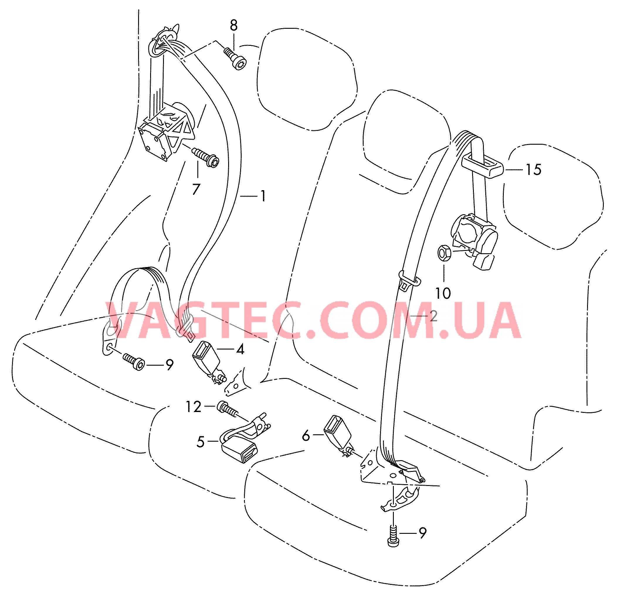 Трехточечн. ремень безопасн.  для VOLKSWAGEN Touareg 2011