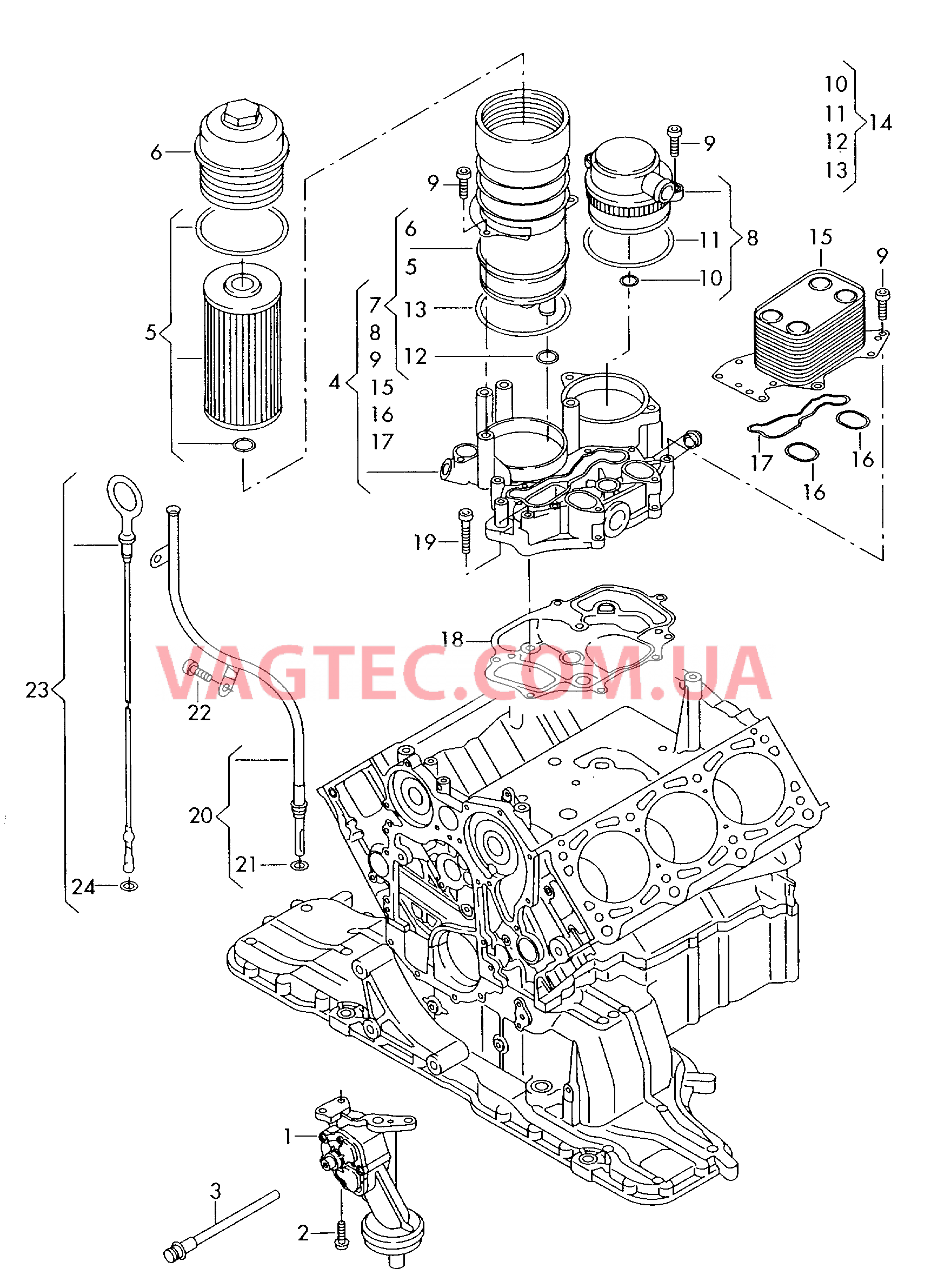Насос, масляный для VW TOUAREG  Фильтр, масляный для VW TOUAREG  Кронштейн масляного фильтра Маслоизмерительный щуп Радиатор масляный для VW TOUAREG   для VOLKSWAGEN Touareg 2003