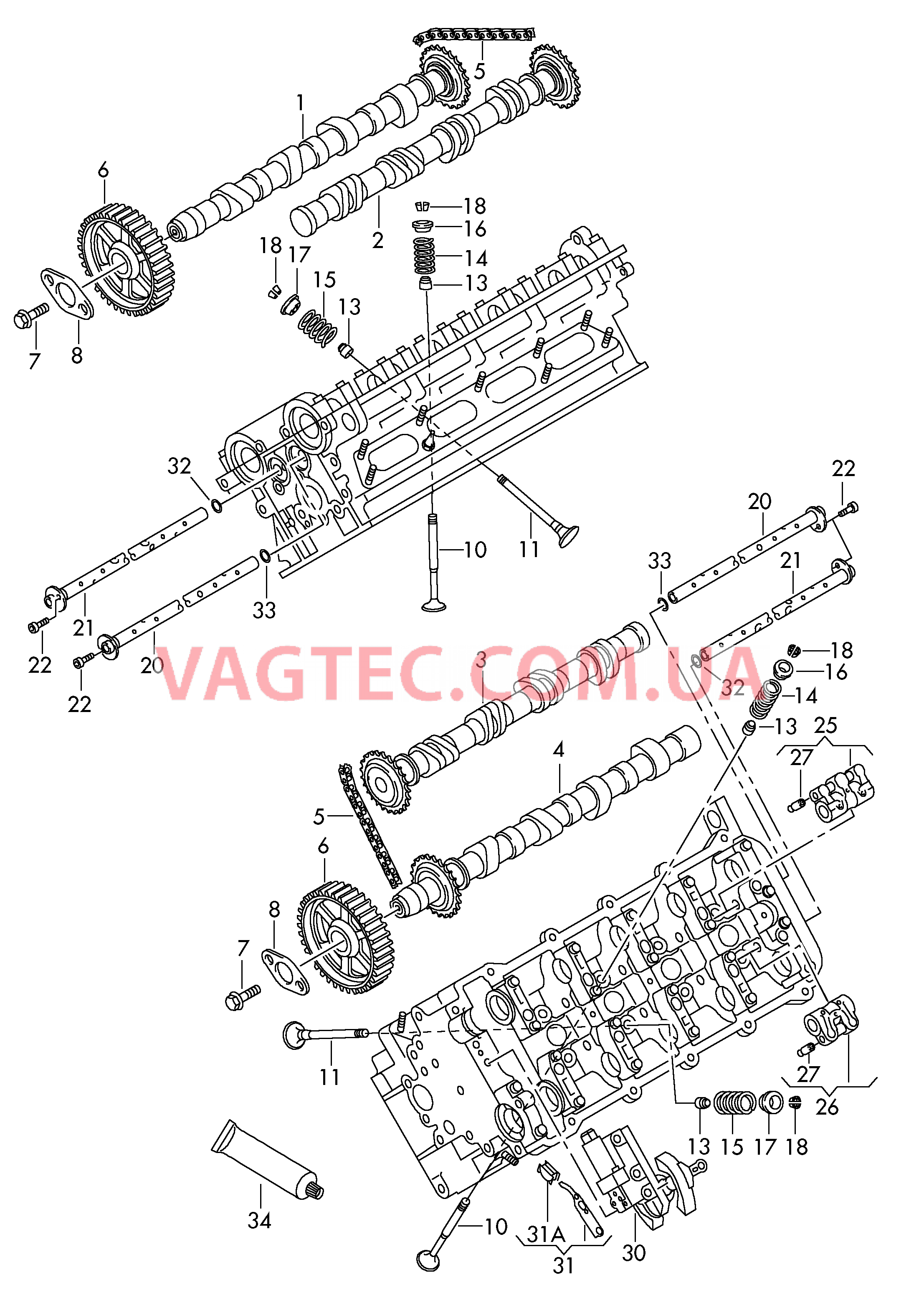 Распределительный вал, клапаны  для VOLKSWAGEN Touareg 2005