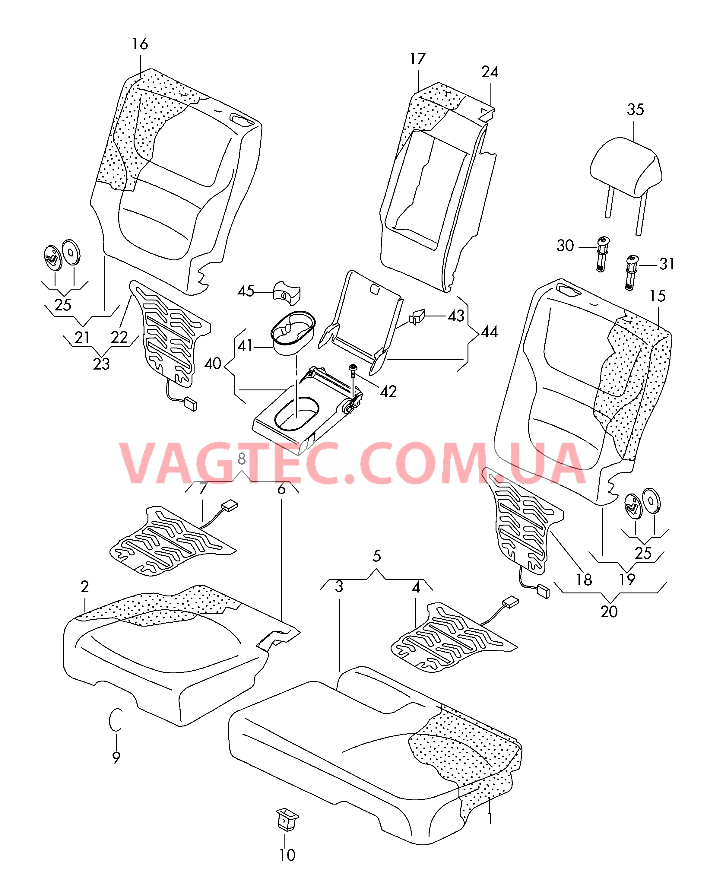 Обивка подушки и спинки сиден. Обивка сиденья и спинки Подголовники Подлокотник  для VOLKSWAGEN Touareg 2016