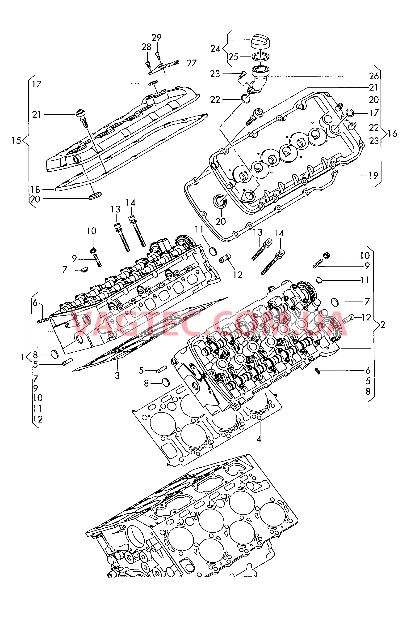 Головка блока цилиндров Крышка ГБЦ  для VOLKSWAGEN Touareg 2007-1