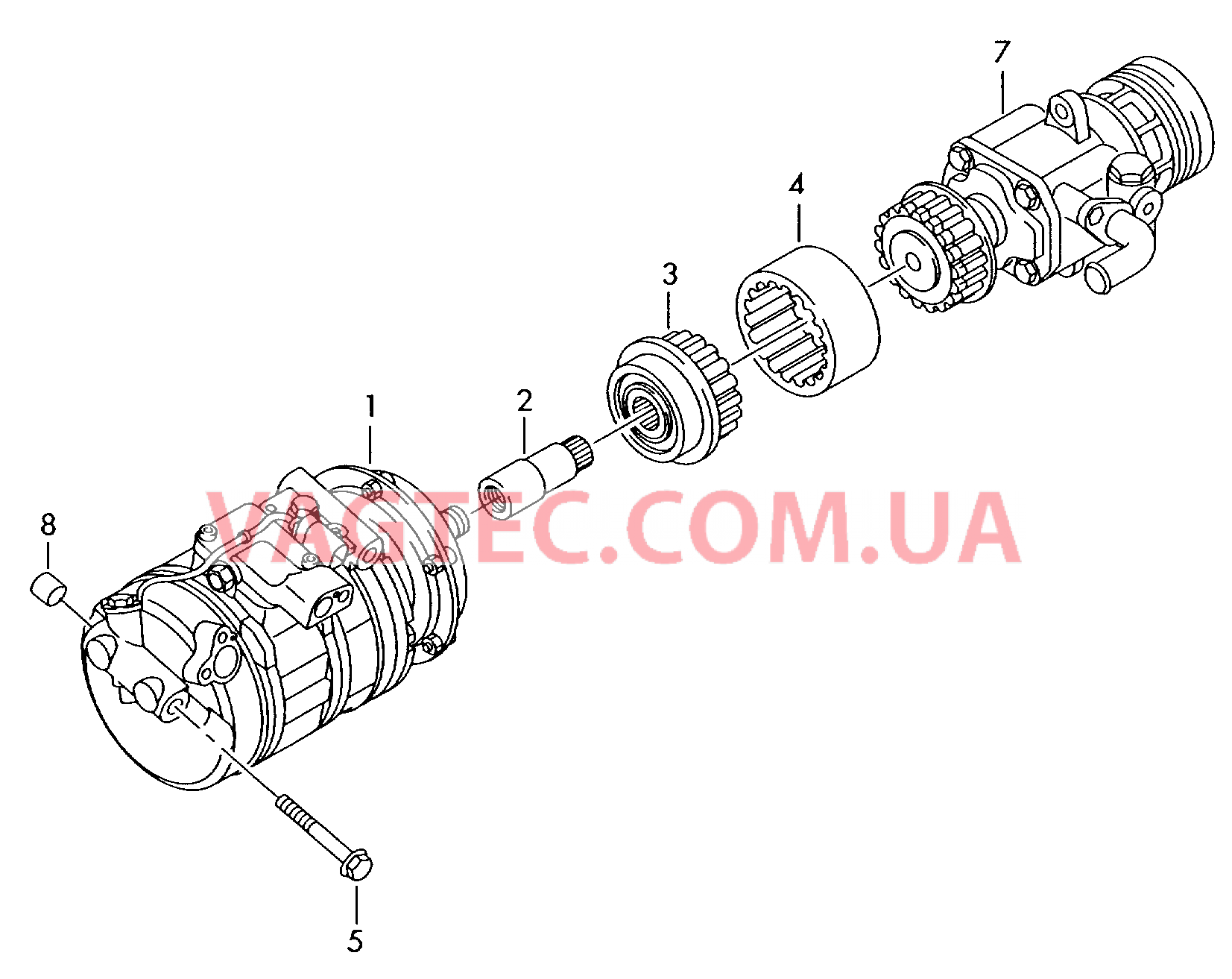 Компрессор климатической уст. Главная передача в сборе   F 7L-3-015 001>>* для VOLKSWAGEN Touareg 2003